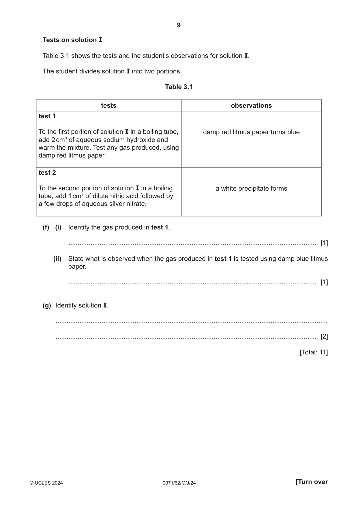 Cambridge IGCSE Chemistry (9-1) 0971 2024 May/June Paper 6 · Variant 2 question paper, page 9 of 12