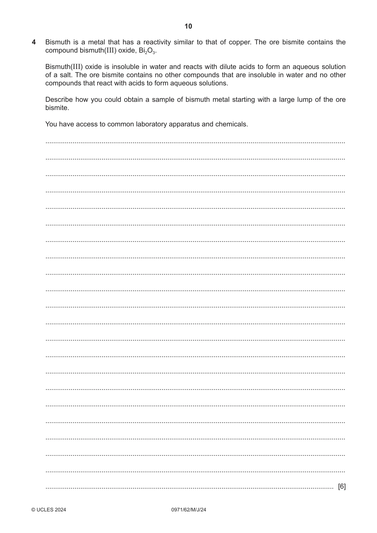 Cambridge IGCSE Chemistry (9-1) 0971 2024 May/June Paper 6 · Variant 2 question paper, page 10 of 12