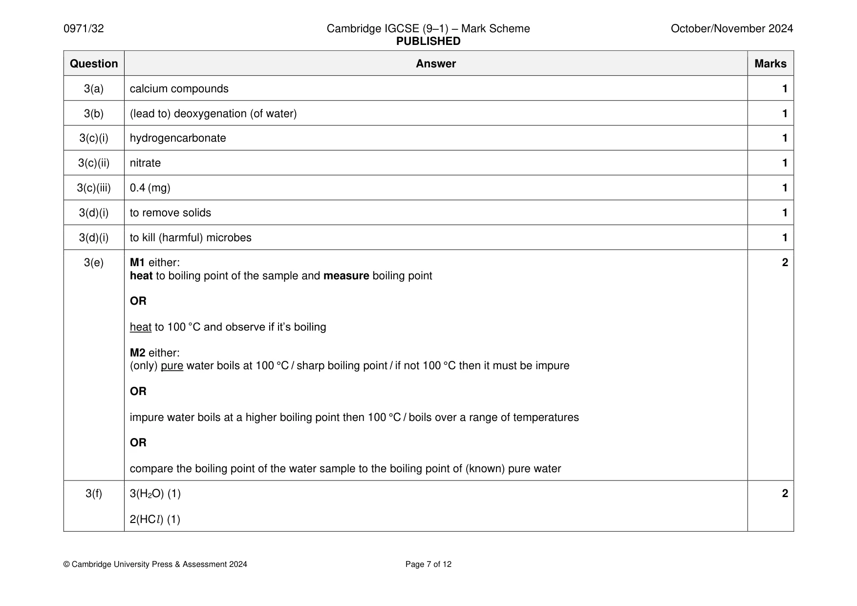 Mark scheme, page 7 of 12