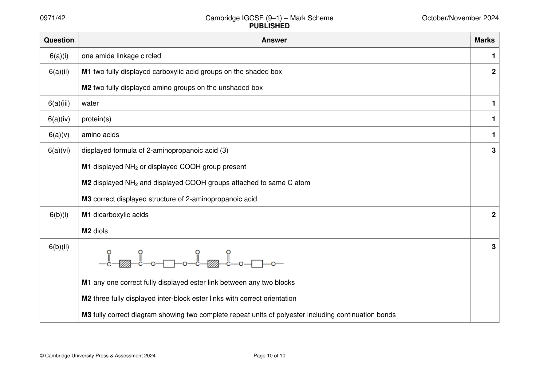 Mark scheme, page 10 of 10