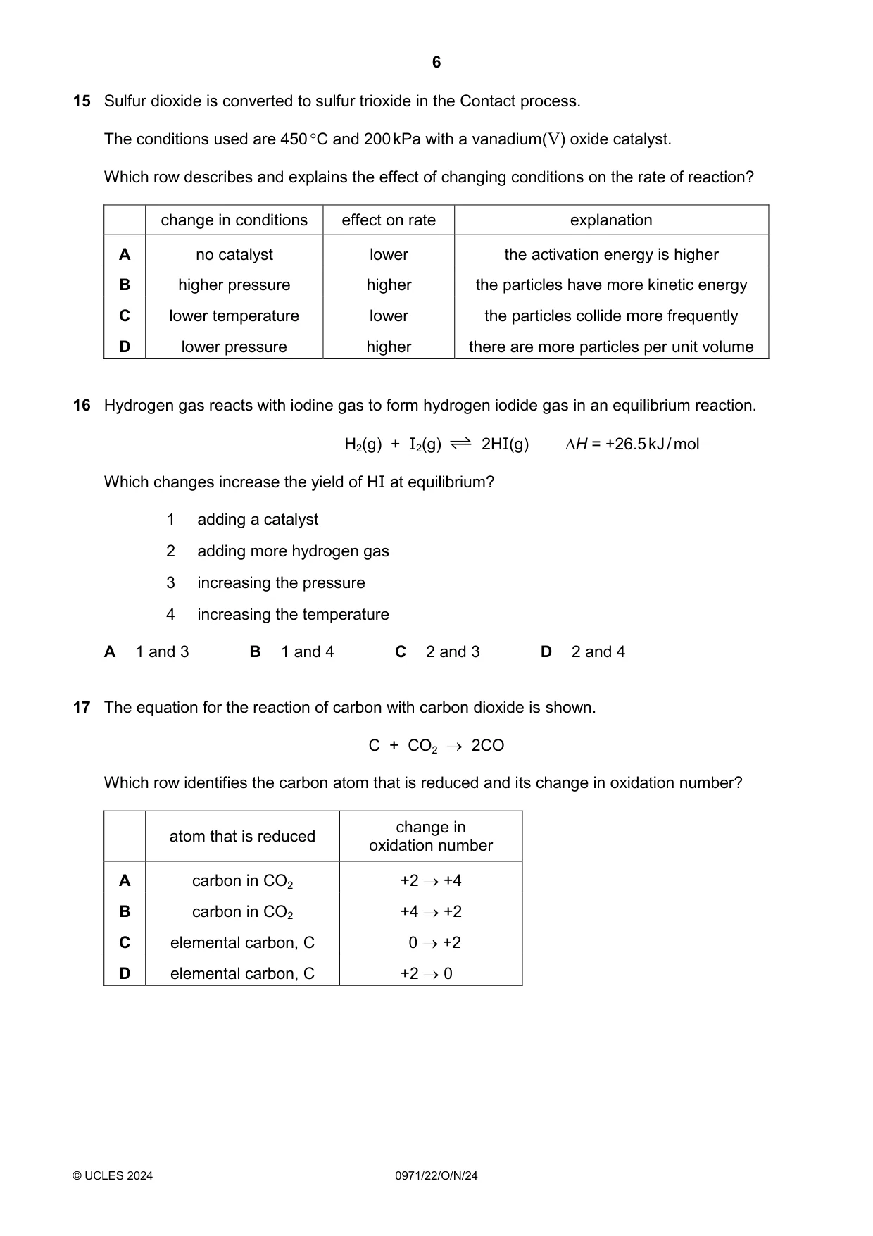 Cambridge IGCSE Chemistry (9-1) 0971 2024 Oct/Nov Paper 2 · Variant 2 question paper, page 6 of 16