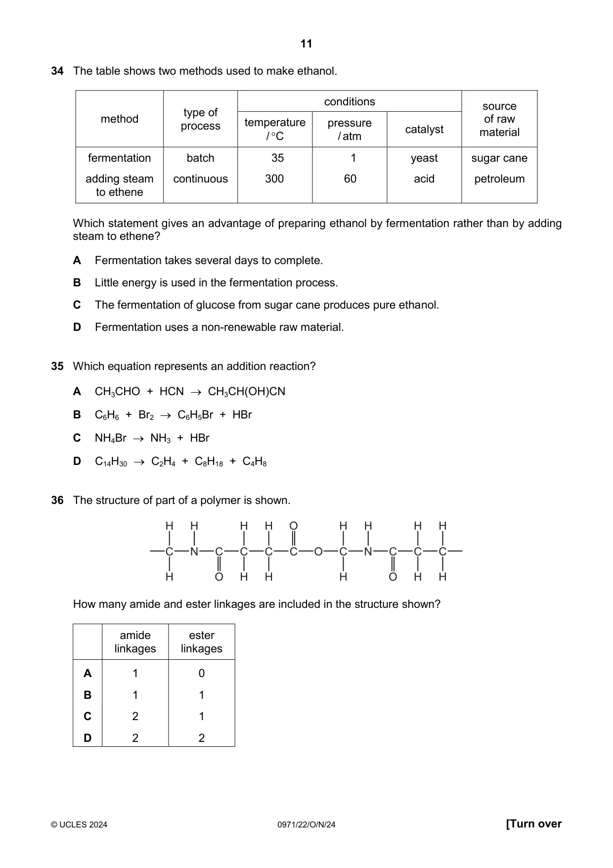Cambridge IGCSE Chemistry (9-1) 0971 2024 Oct/Nov Paper 2 · Variant 2 question paper, page 11 of 16
