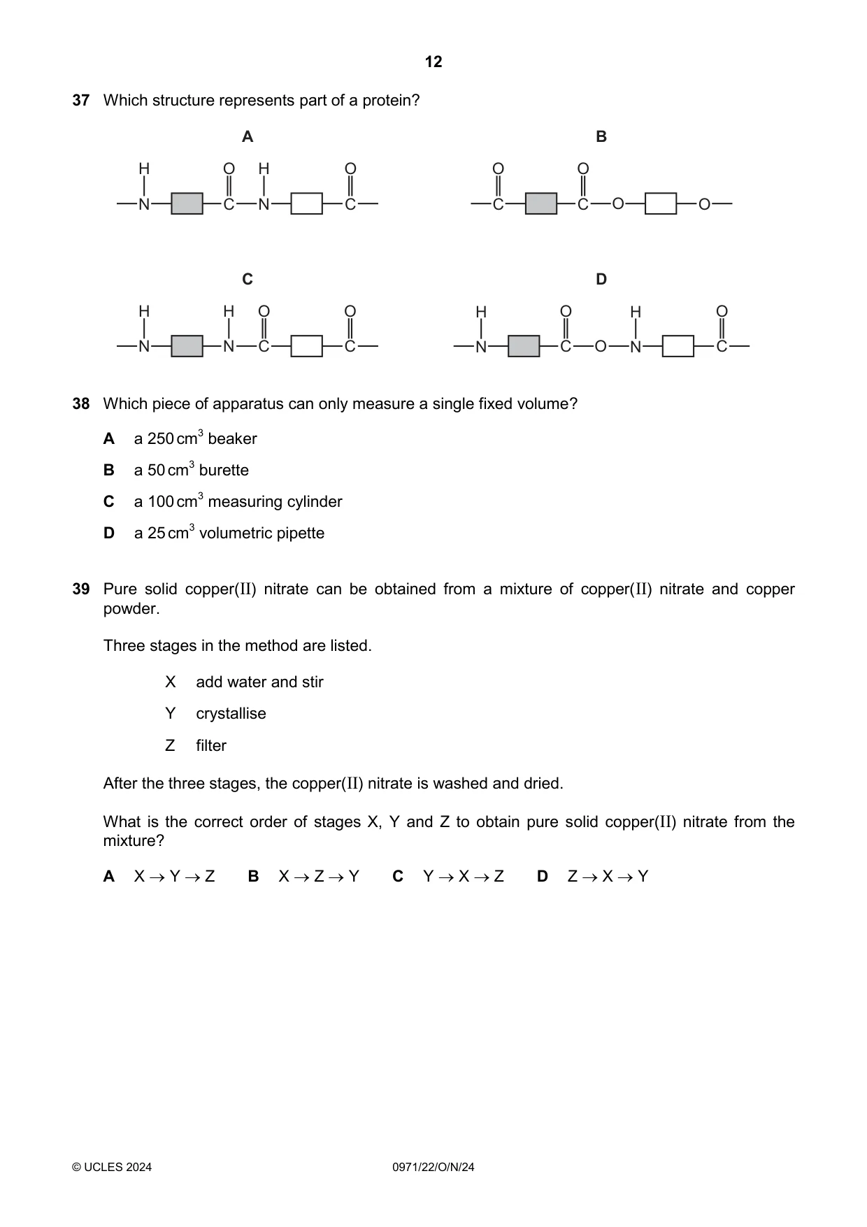 Cambridge IGCSE Chemistry (9-1) 0971 2024 Oct/Nov Paper 2 · Variant 2 question paper, page 12 of 16