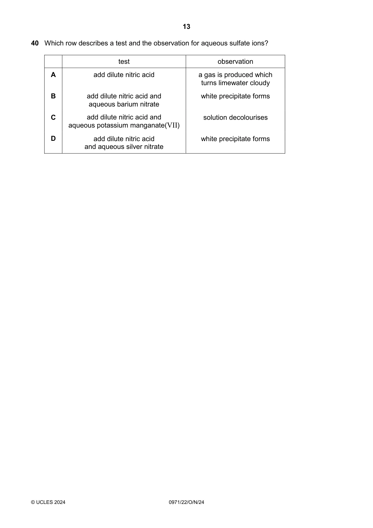 Cambridge IGCSE Chemistry (9-1) 0971 2024 Oct/Nov Paper 2 · Variant 2 question paper, page 13 of 16