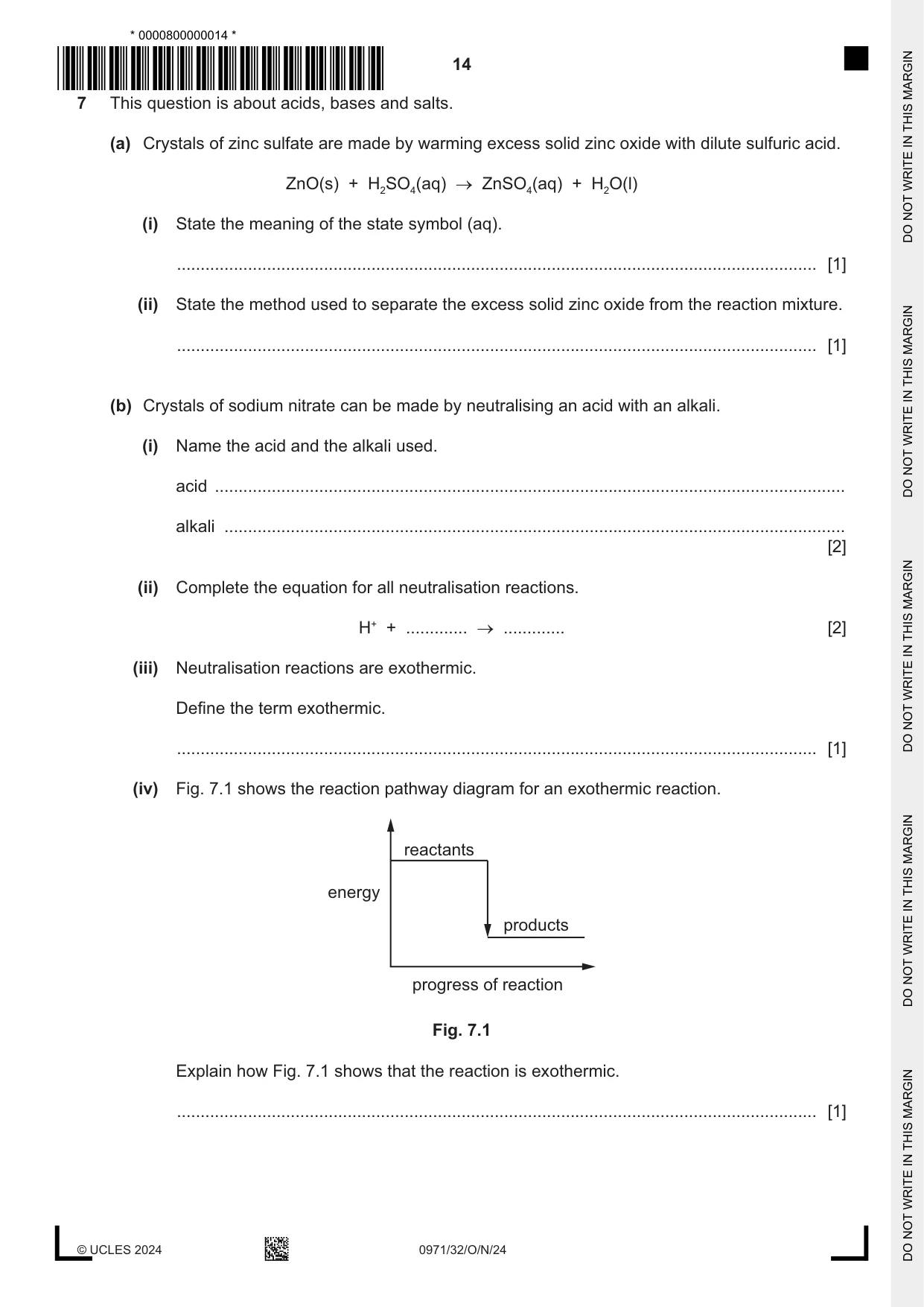 Cambridge IGCSE Chemistry (9-1) 0971 2024 Oct/Nov Paper 3 · Variant 2 question paper, page 14 of 20