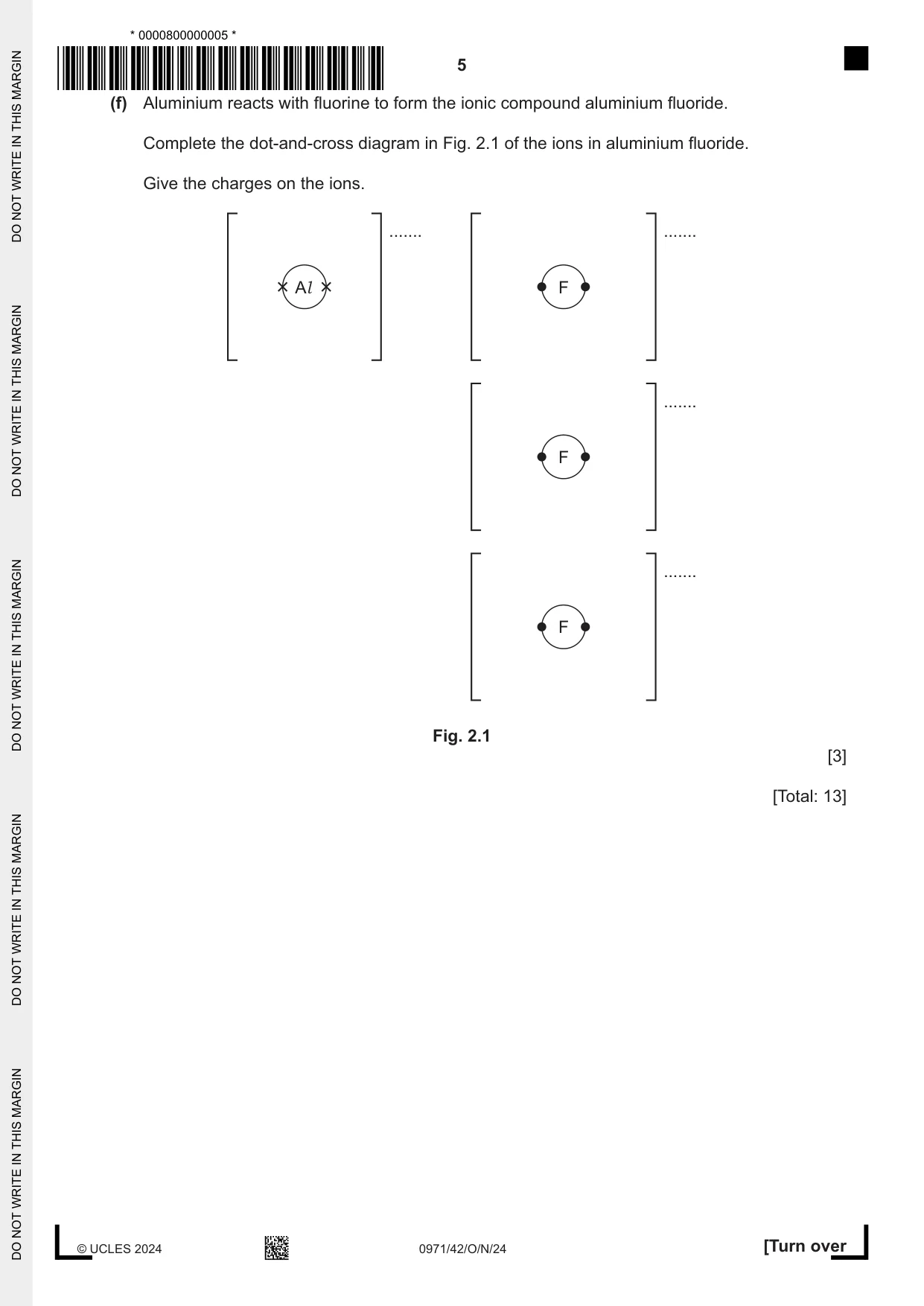 Cambridge IGCSE Chemistry (9-1) 0971 2024 Oct/Nov Paper 4 · Variant 2 question paper, page 5 of 16