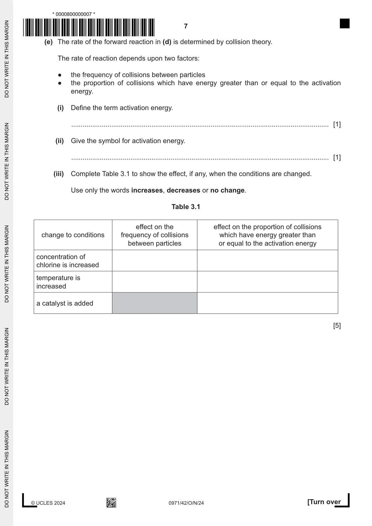 Cambridge IGCSE Chemistry (9-1) 0971 2024 Oct/Nov Paper 4 · Variant 2 question paper, page 7 of 16
