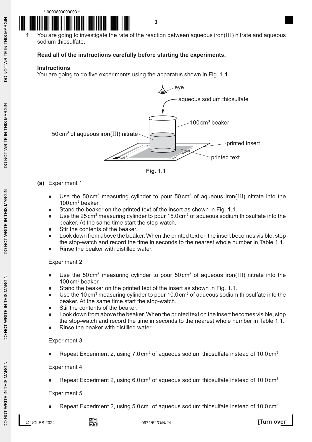 Cambridge IGCSE Chemistry (9-1) 0971 2024 Oct/Nov Paper 5 · Variant 2 question paper, page 3 of 12