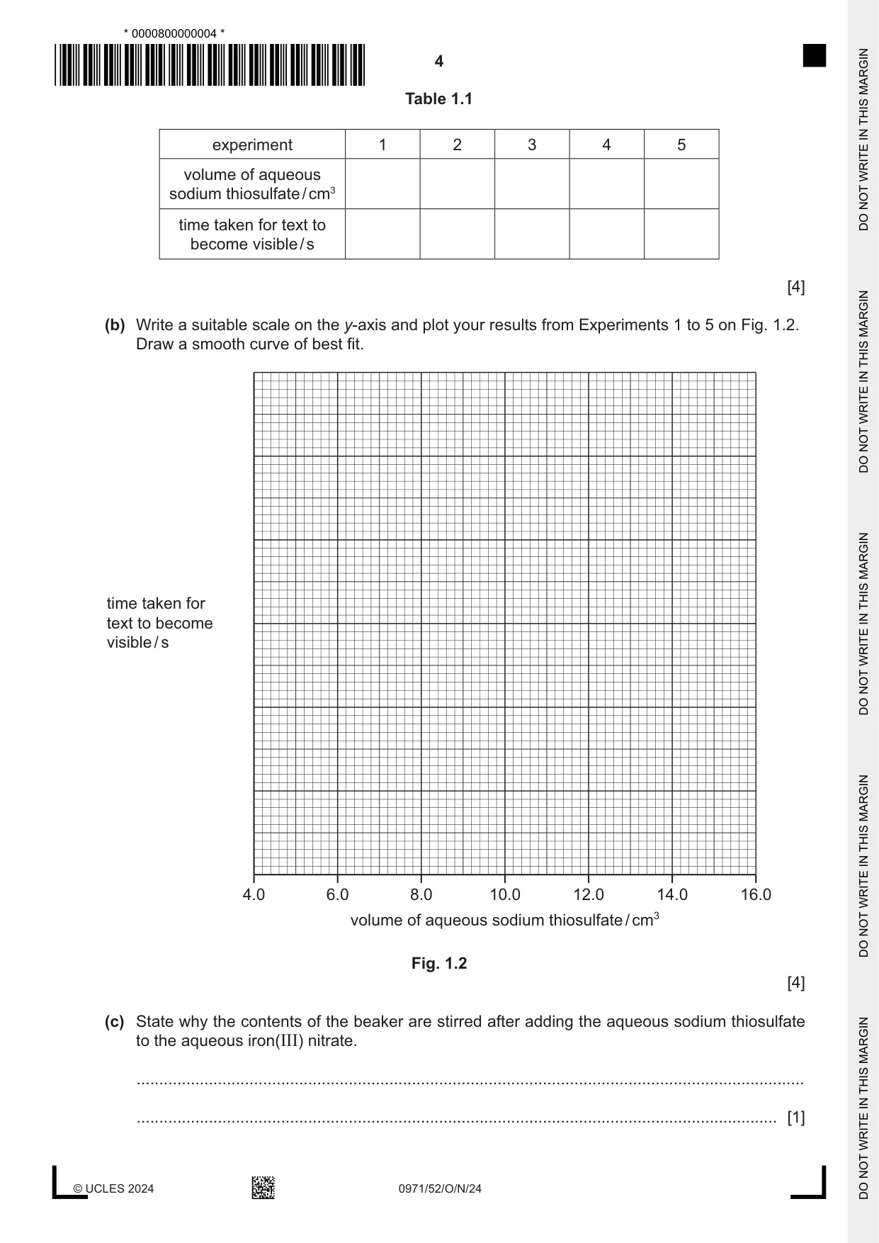 Cambridge IGCSE Chemistry (9-1) 0971 2024 Oct/Nov Paper 5 · Variant 2 question paper, page 4 of 12