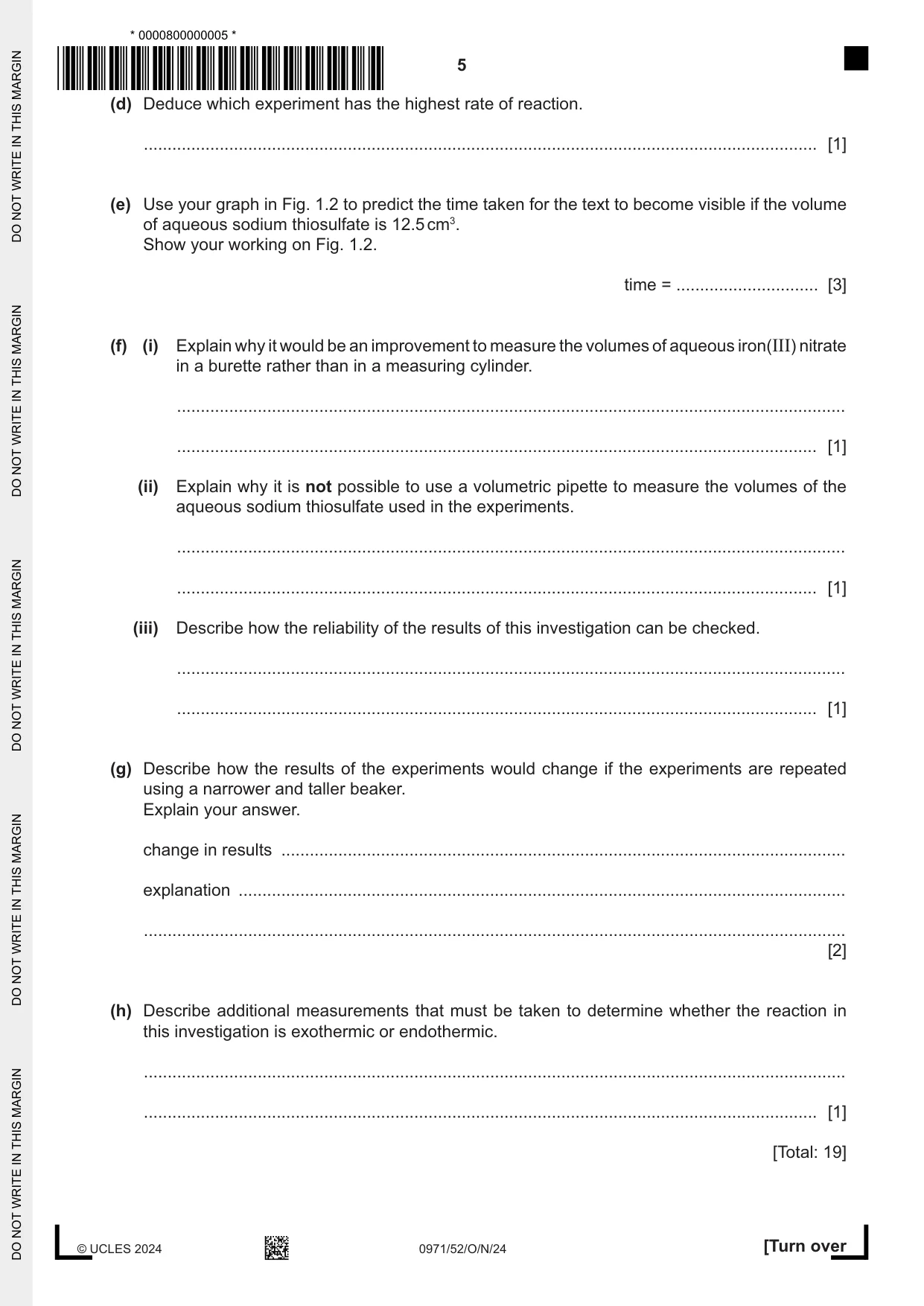 Cambridge IGCSE Chemistry (9-1) 0971 2024 Oct/Nov Paper 5 · Variant 2 question paper, page 5 of 12