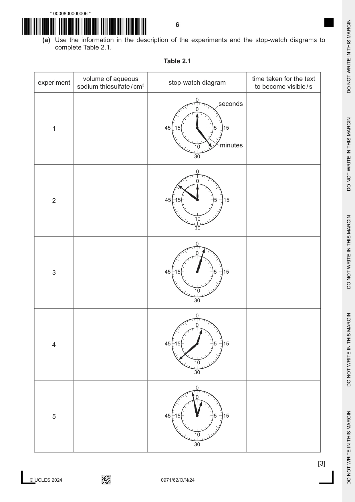 Cambridge IGCSE Chemistry (9-1) 0971 2024 Oct/Nov Paper 6 · Variant 2 question paper, page 6 of 16