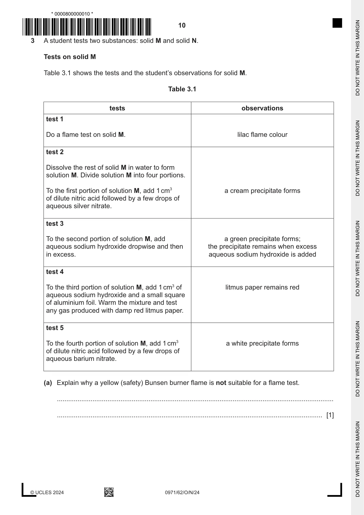Cambridge IGCSE Chemistry (9-1) 0971 2024 Oct/Nov Paper 6 · Variant 2 question paper, page 10 of 16