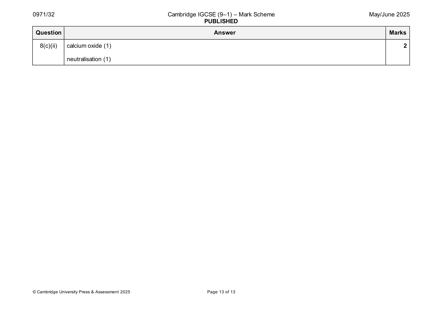Mark scheme, page 13 of 13