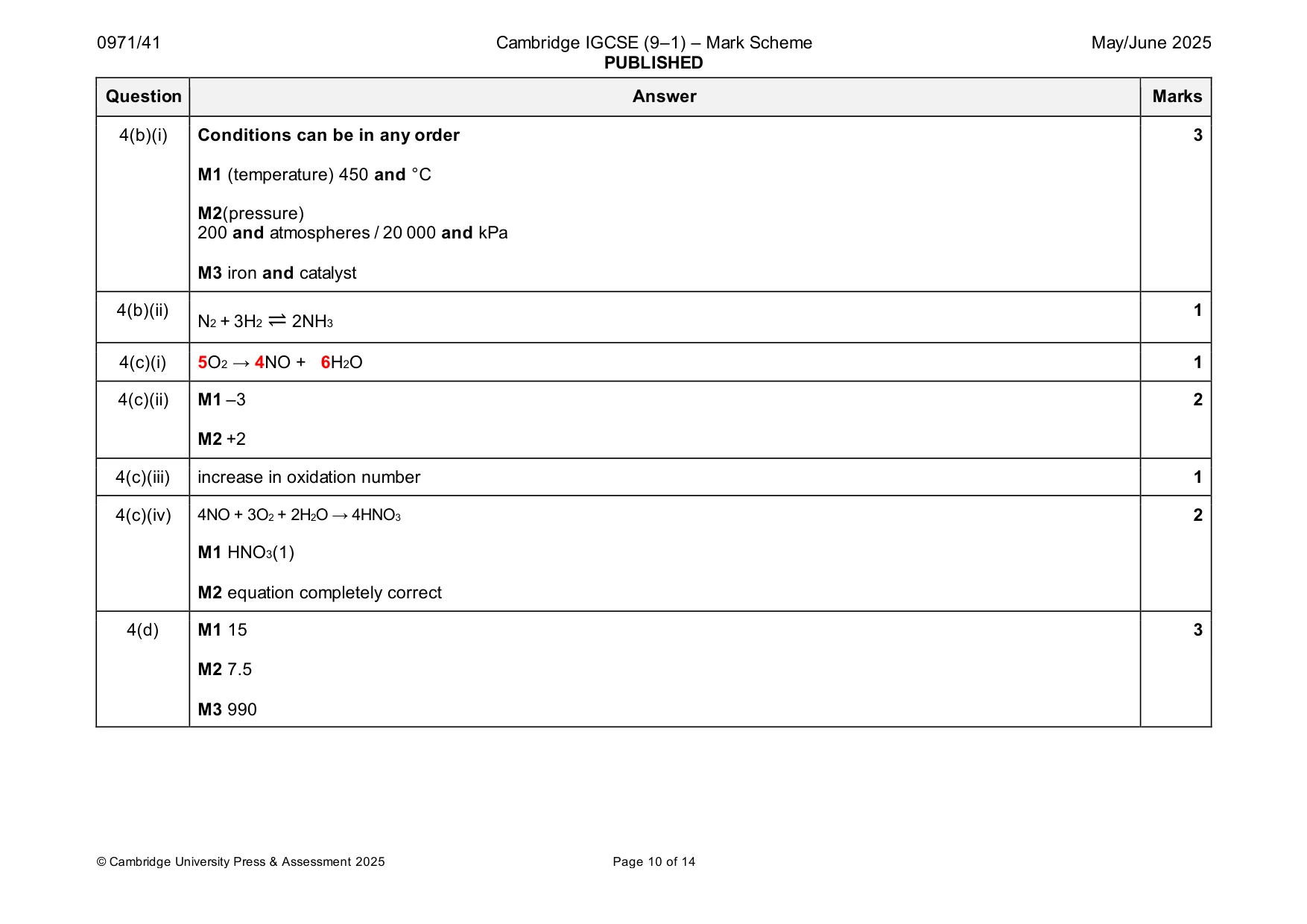Mark scheme, page 10 of 14