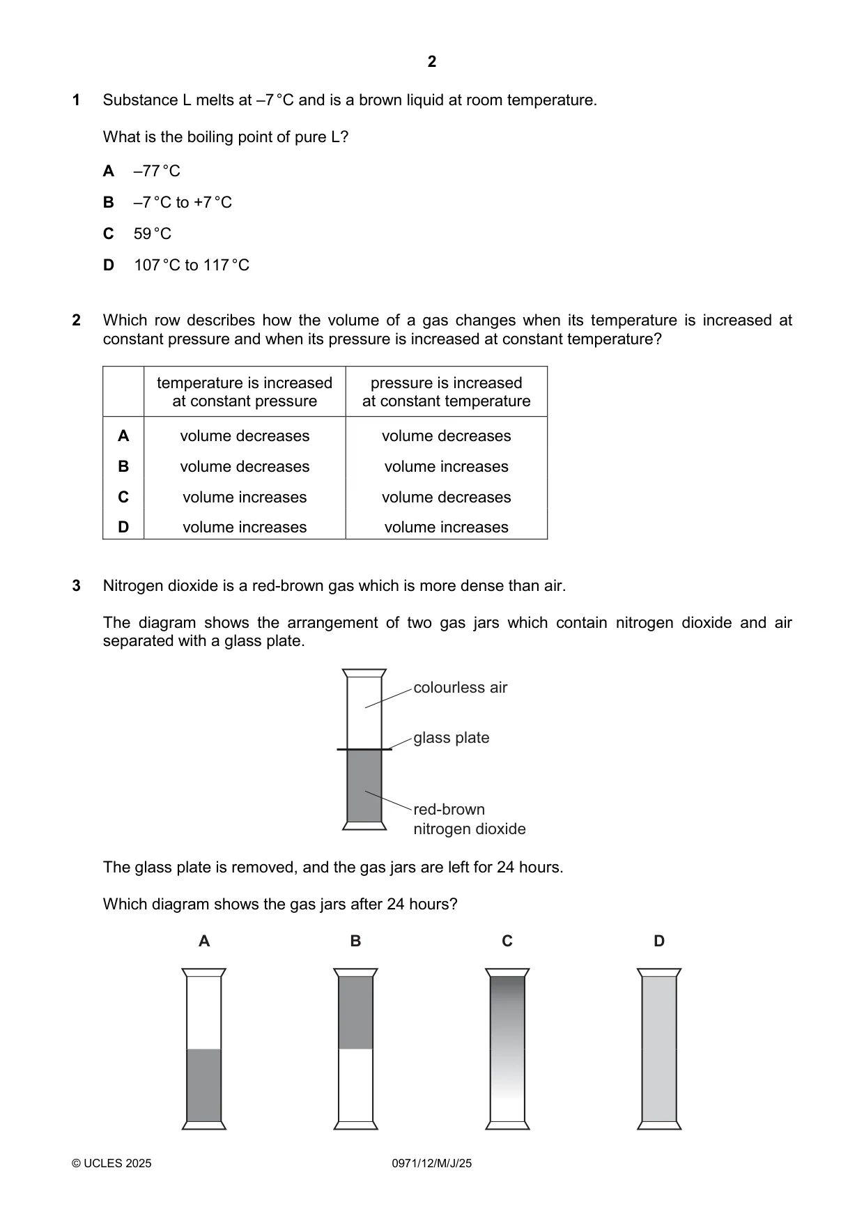 Cambridge IGCSE Chemistry (9-1) 0971 2025 May/June Paper 1 · Variant 2 question paper, page 2 of 16