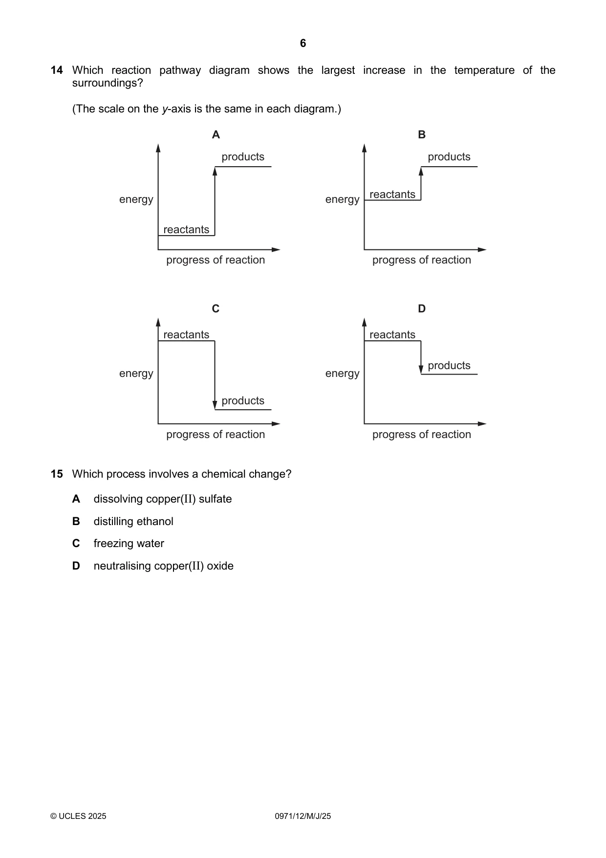 Cambridge IGCSE Chemistry (9-1) 0971 2025 May/June Paper 1 · Variant 2 question paper, page 6 of 16