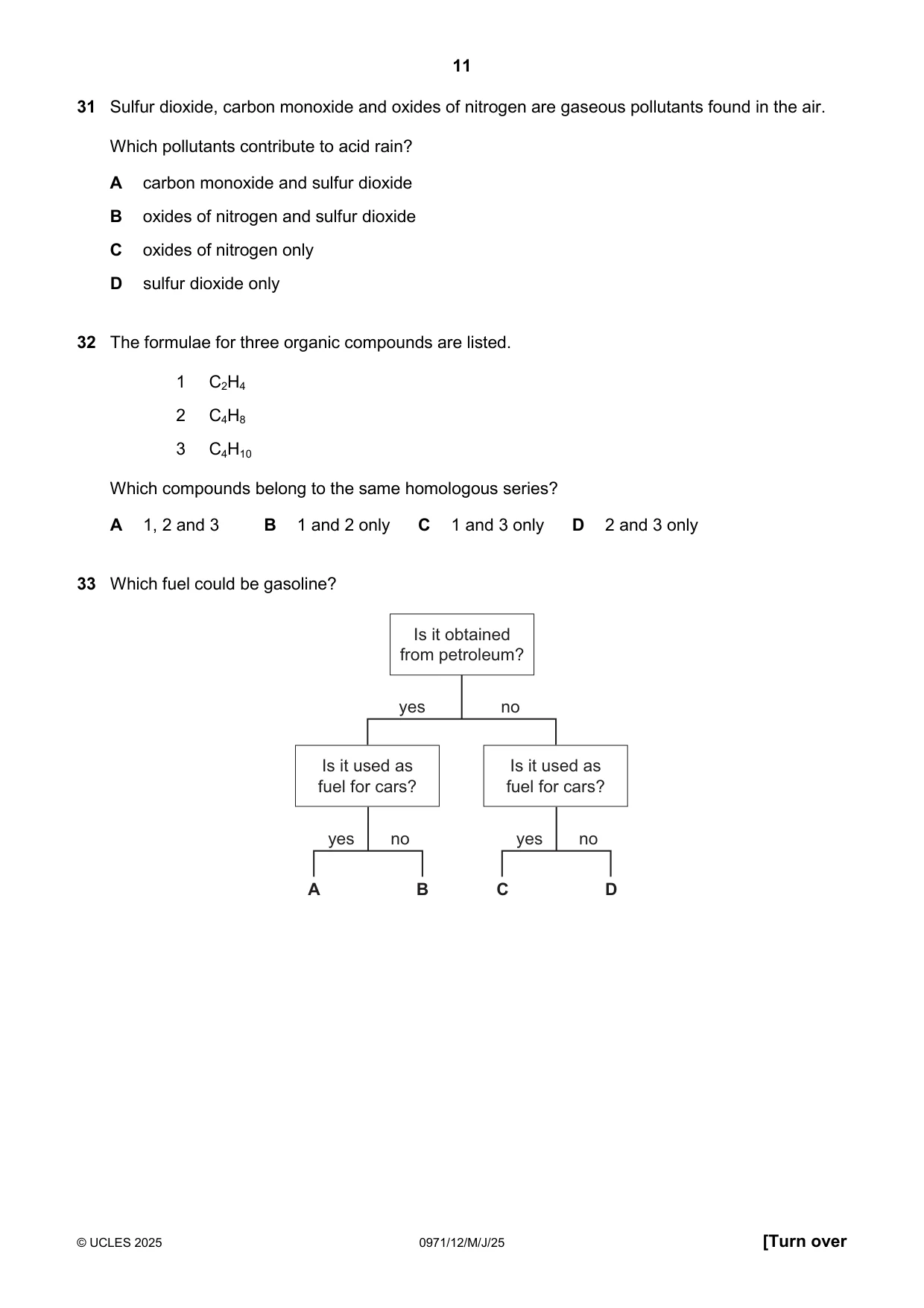 Cambridge IGCSE Chemistry (9-1) 0971 2025 May/June Paper 1 · Variant 2 question paper, page 11 of 16