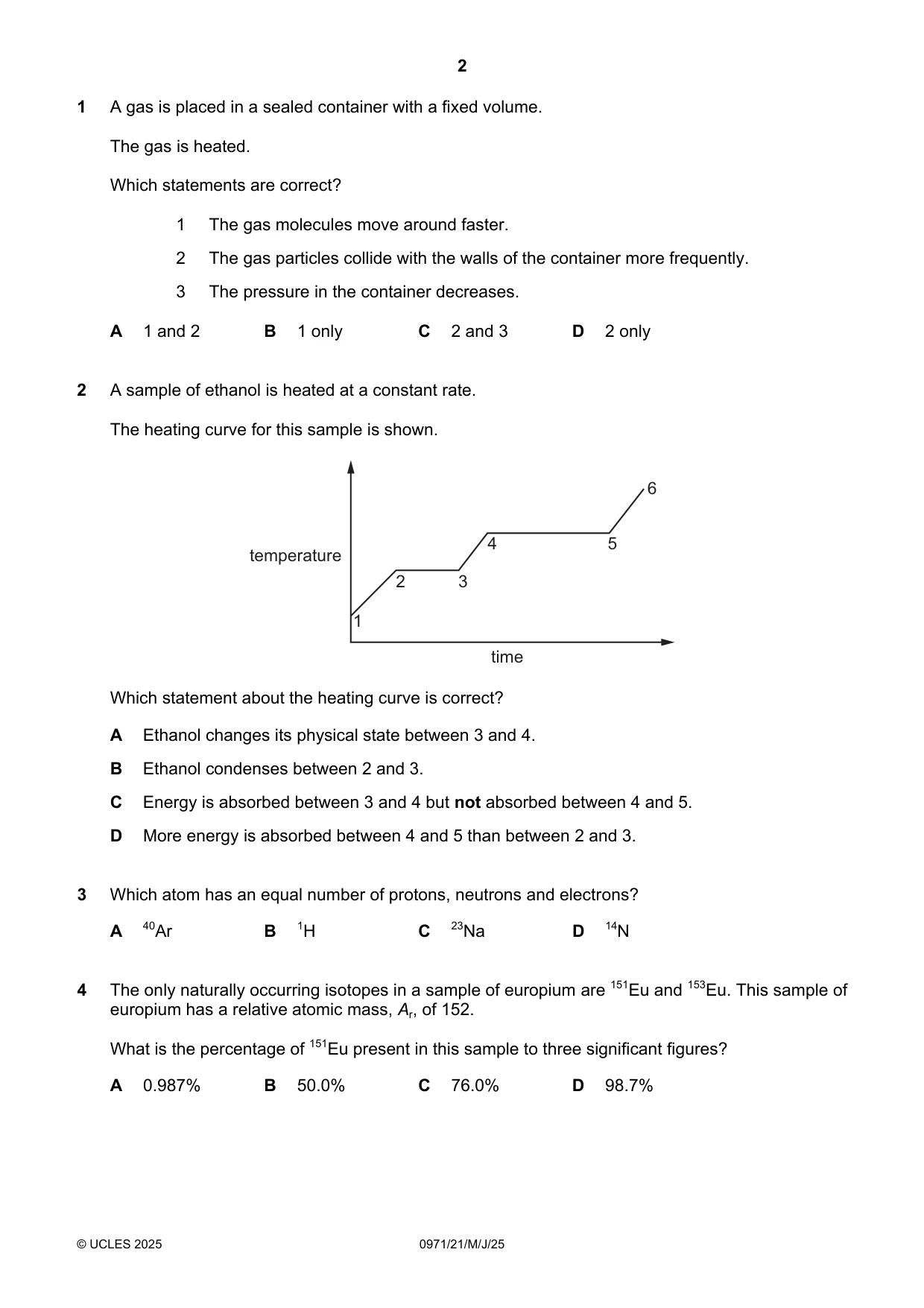 Cambridge IGCSE Chemistry (9-1) 0971 2025 May/June Paper 2 · Variant 1 question paper, page 2 of 16