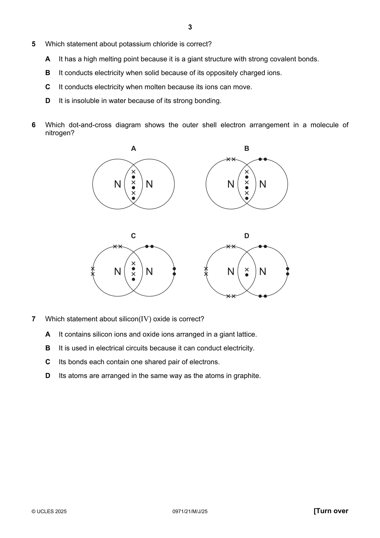 Cambridge IGCSE Chemistry (9-1) 0971 2025 May/June Paper 2 · Variant 1 question paper, page 3 of 16
