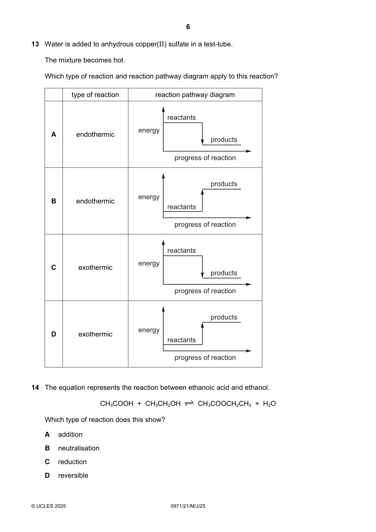 Cambridge IGCSE Chemistry (9-1) 0971 2025 May/June Paper 2 · Variant 1 question paper, page 6 of 16