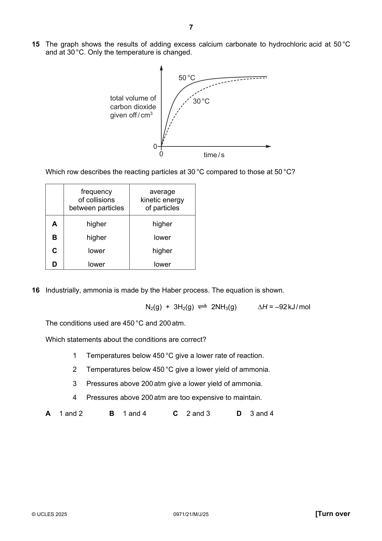 Cambridge IGCSE Chemistry (9-1) 0971 2025 May/June Paper 2 · Variant 1 question paper, page 7 of 16