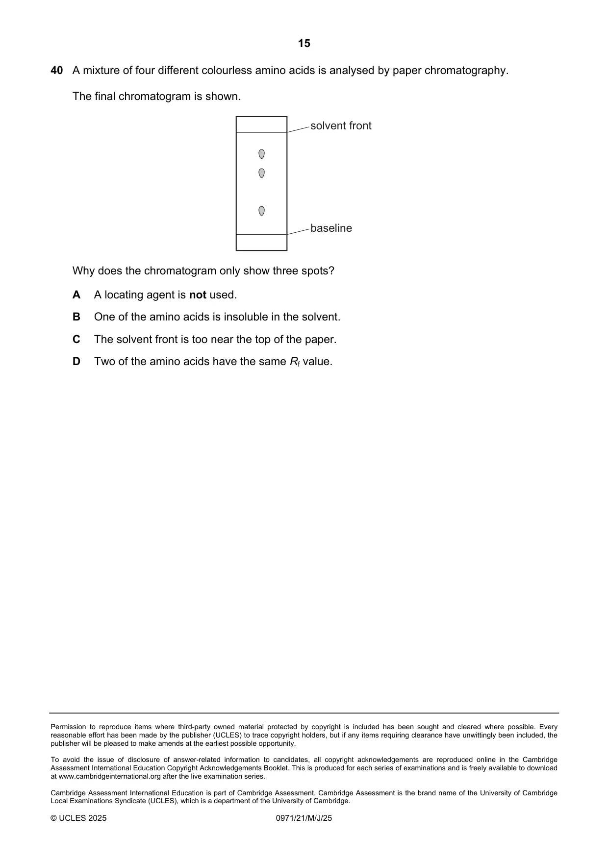 Cambridge IGCSE Chemistry (9-1) 0971 2025 May/June Paper 2 · Variant 1 question paper, page 15 of 16