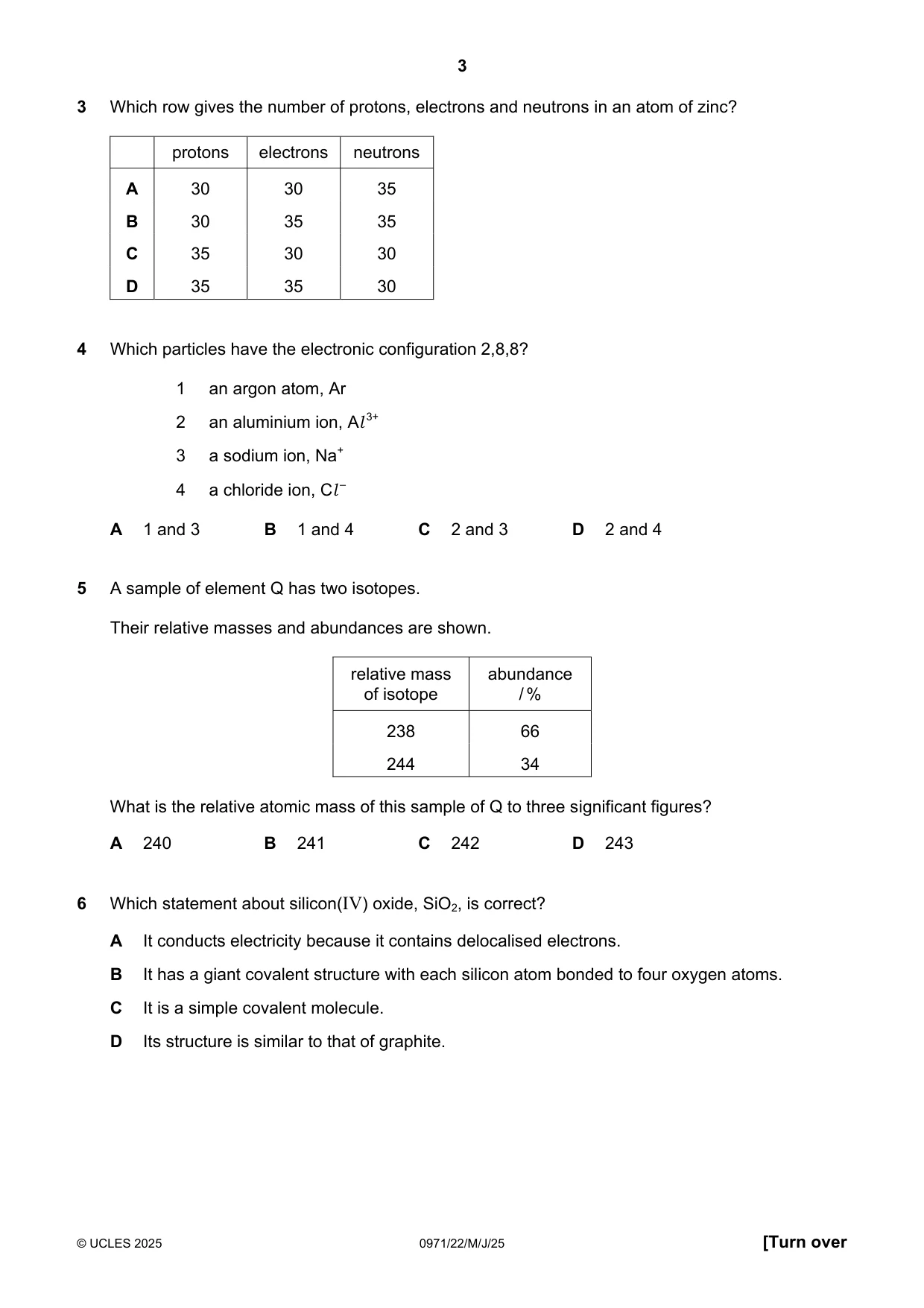 Cambridge IGCSE Chemistry (9-1) 0971 2025 May/June Paper 2 · Variant 2 question paper, page 3 of 16