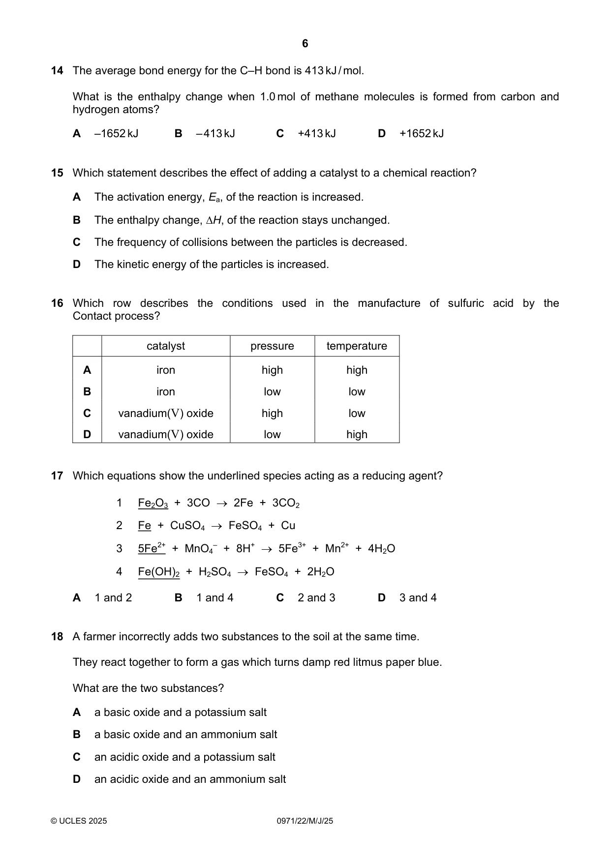 Cambridge IGCSE Chemistry (9-1) 0971 2025 May/June Paper 2 · Variant 2 question paper, page 6 of 16