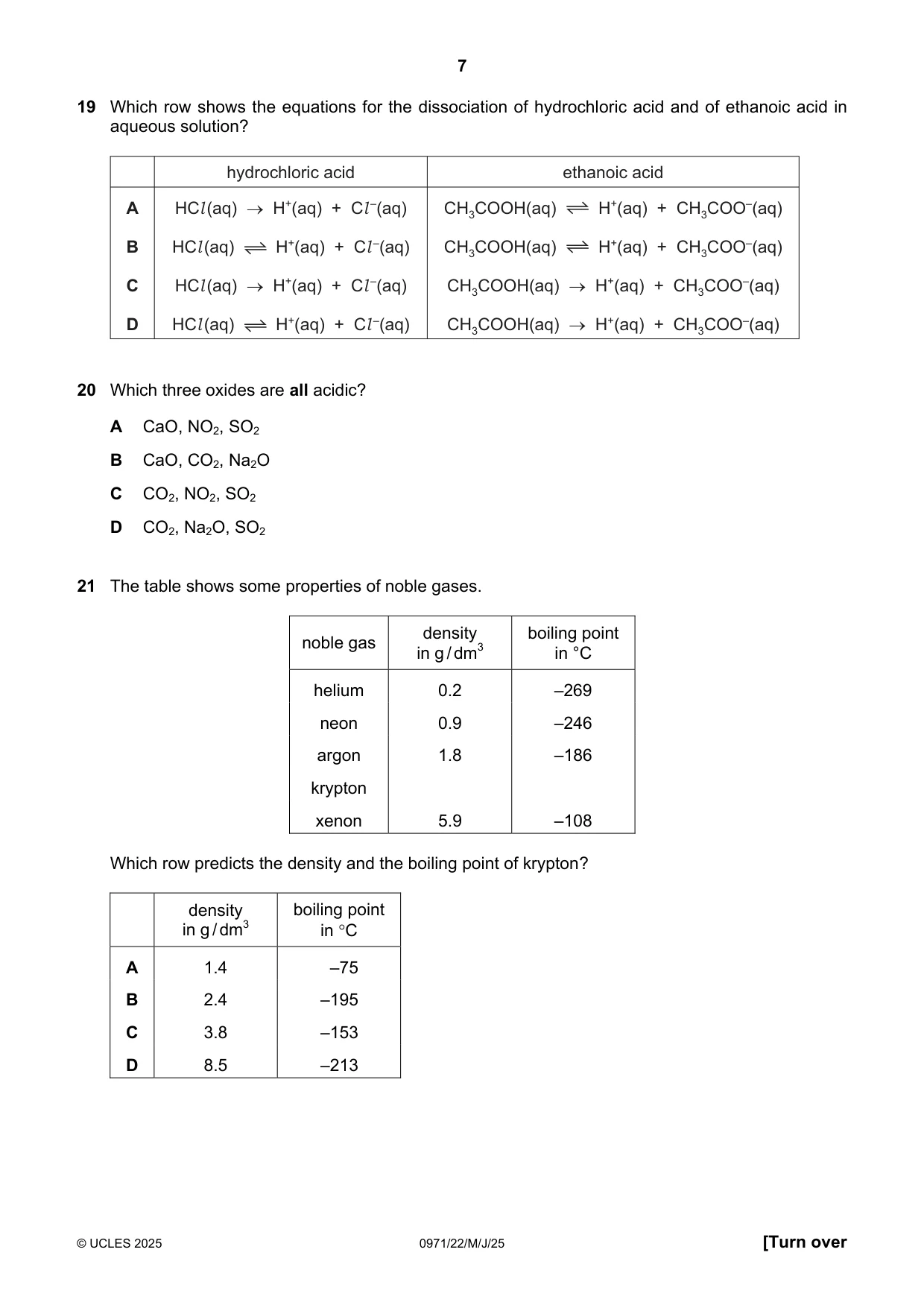 Cambridge IGCSE Chemistry (9-1) 0971 2025 May/June Paper 2 · Variant 2 question paper, page 7 of 16