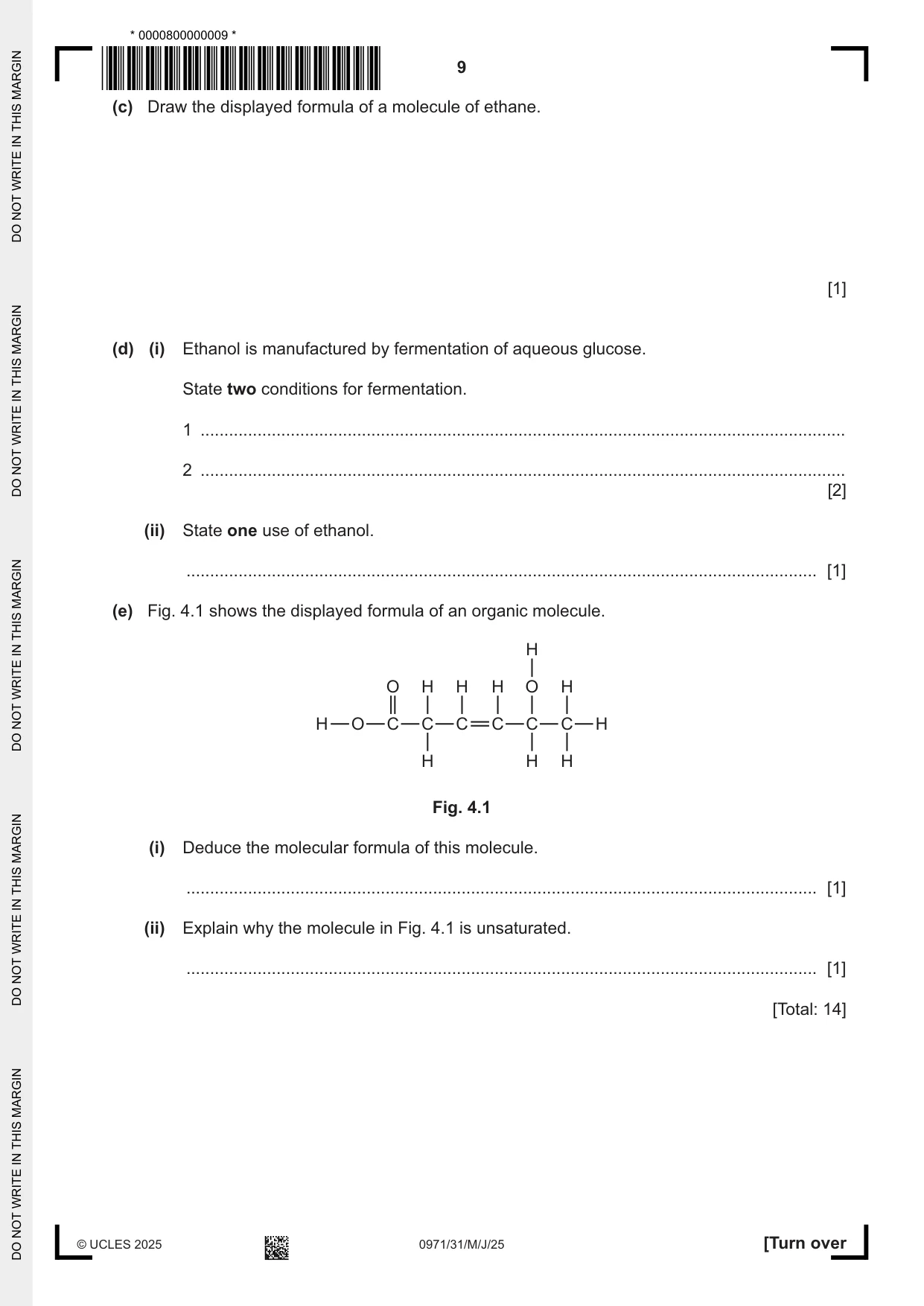 Cambridge IGCSE Chemistry (9-1) 0971 2025 May/June Paper 3 · Variant 1 question paper, page 9 of 20