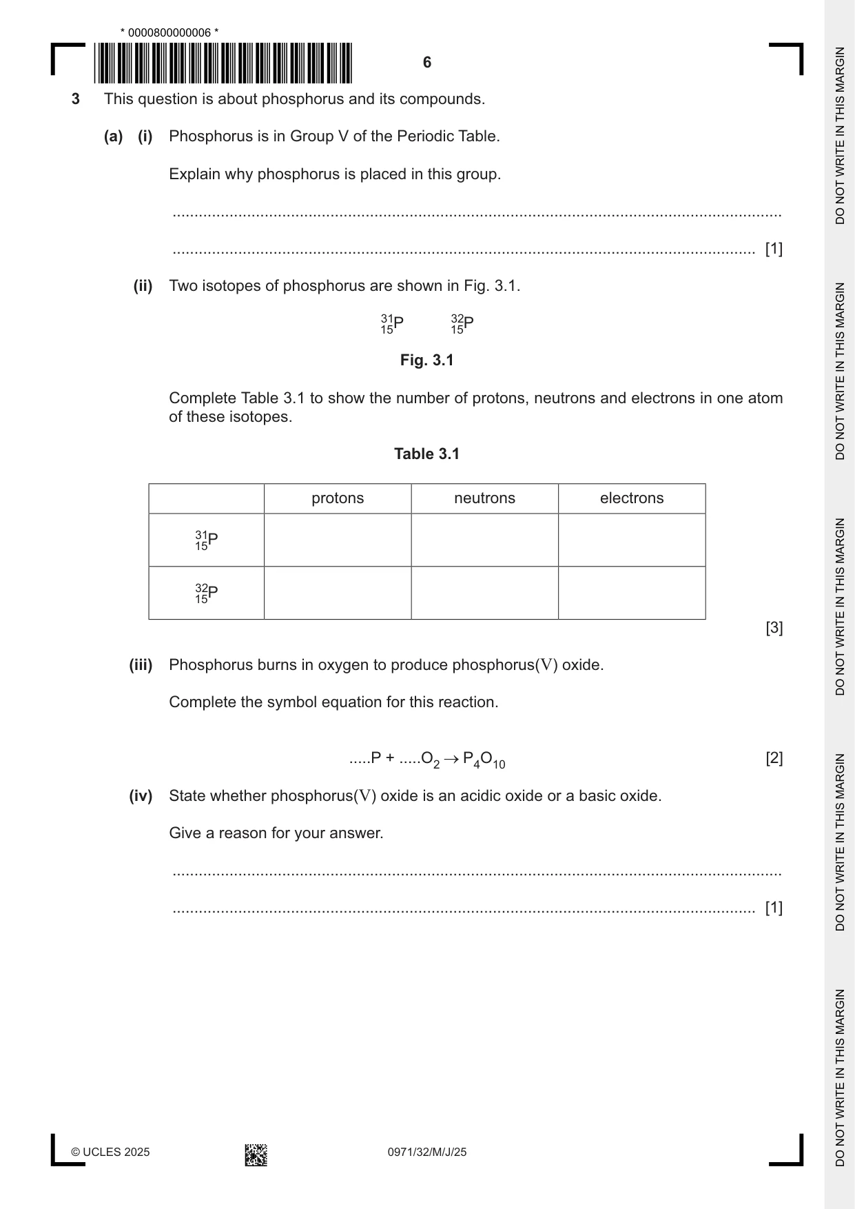 Cambridge IGCSE Chemistry (9-1) 0971 2025 May/June Paper 3 · Variant 2 question paper, page 6 of 20