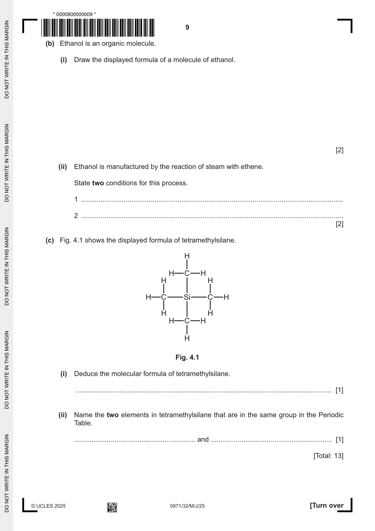 Cambridge IGCSE Chemistry (9-1) 0971 2025 May/June Paper 3 · Variant 2 question paper, page 9 of 20