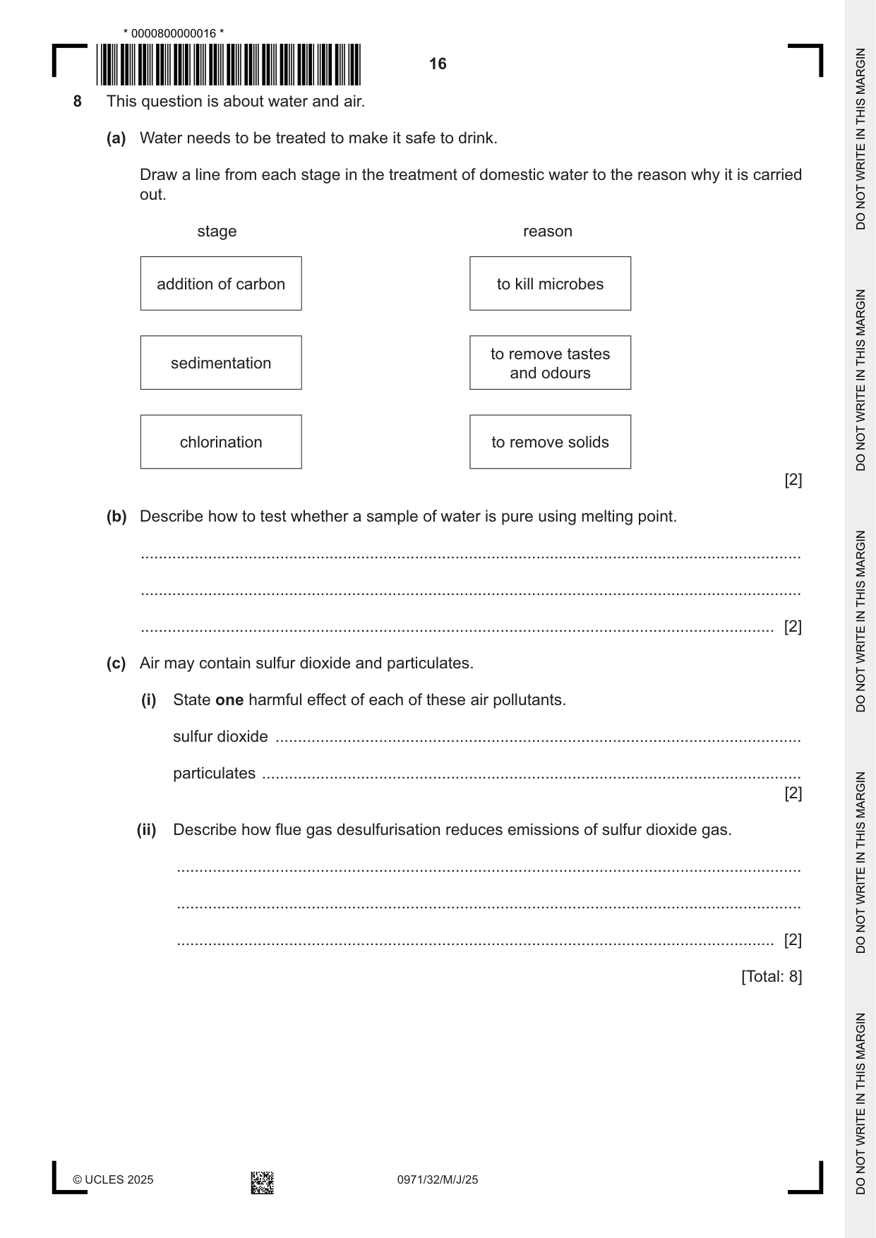 Cambridge IGCSE Chemistry (9-1) 0971 2025 May/June Paper 3 · Variant 2 question paper, page 16 of 20