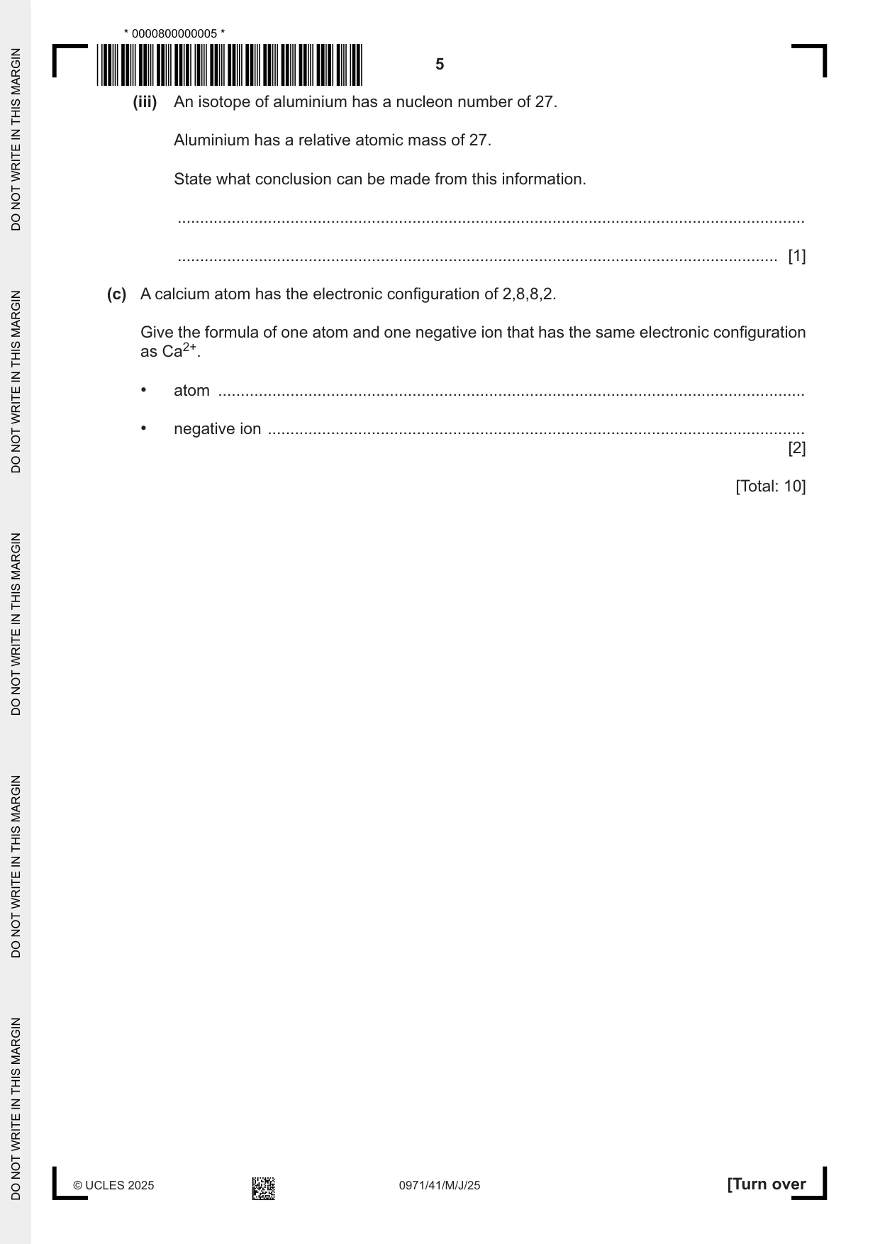 Cambridge IGCSE Chemistry (9-1) 0971 2025 May/June Paper 4 · Variant 1 question paper, page 5 of 16