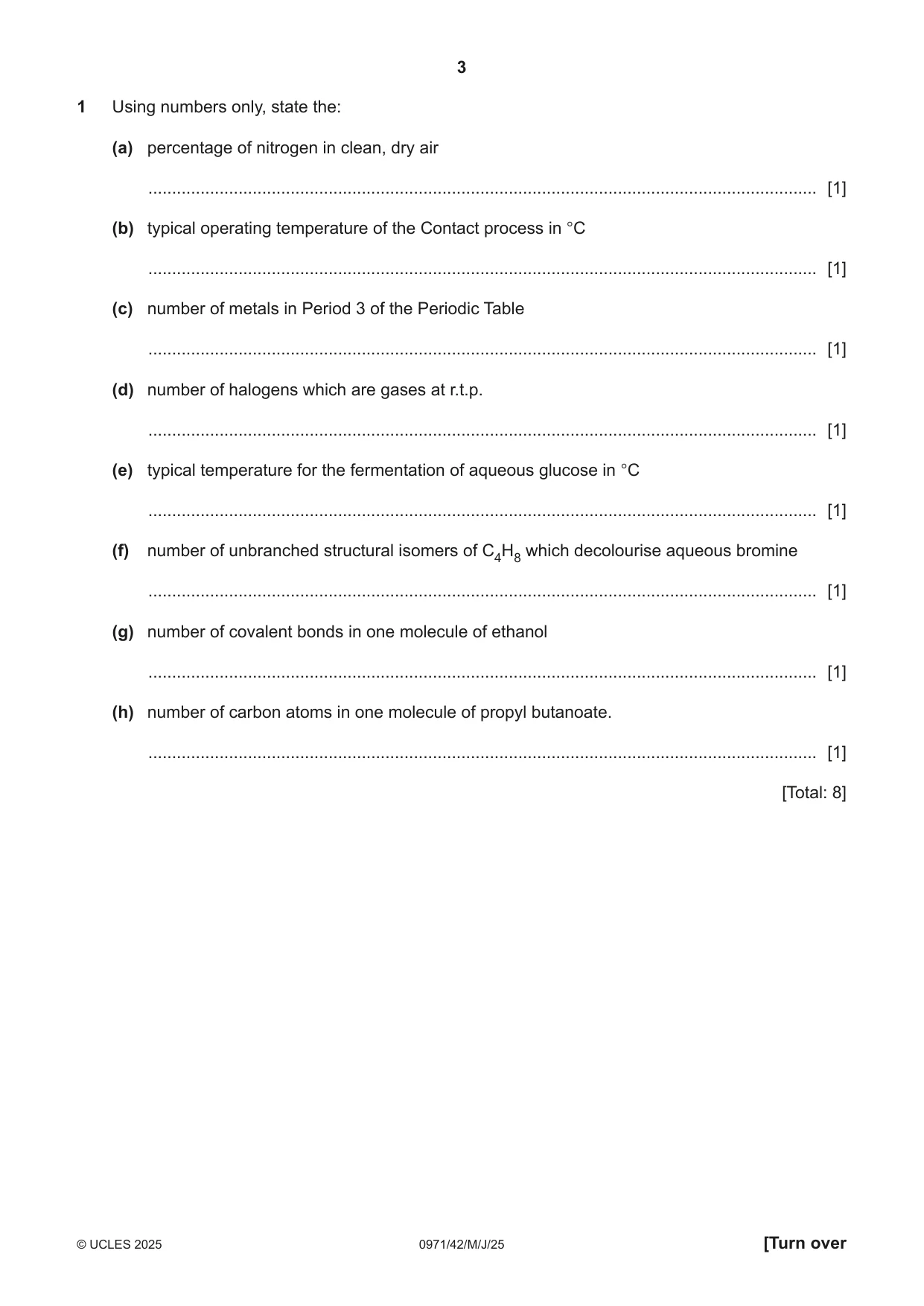 Cambridge IGCSE Chemistry (9-1) 0971 2025 May/June Paper 4 · Variant 2 question paper, page 3 of 16