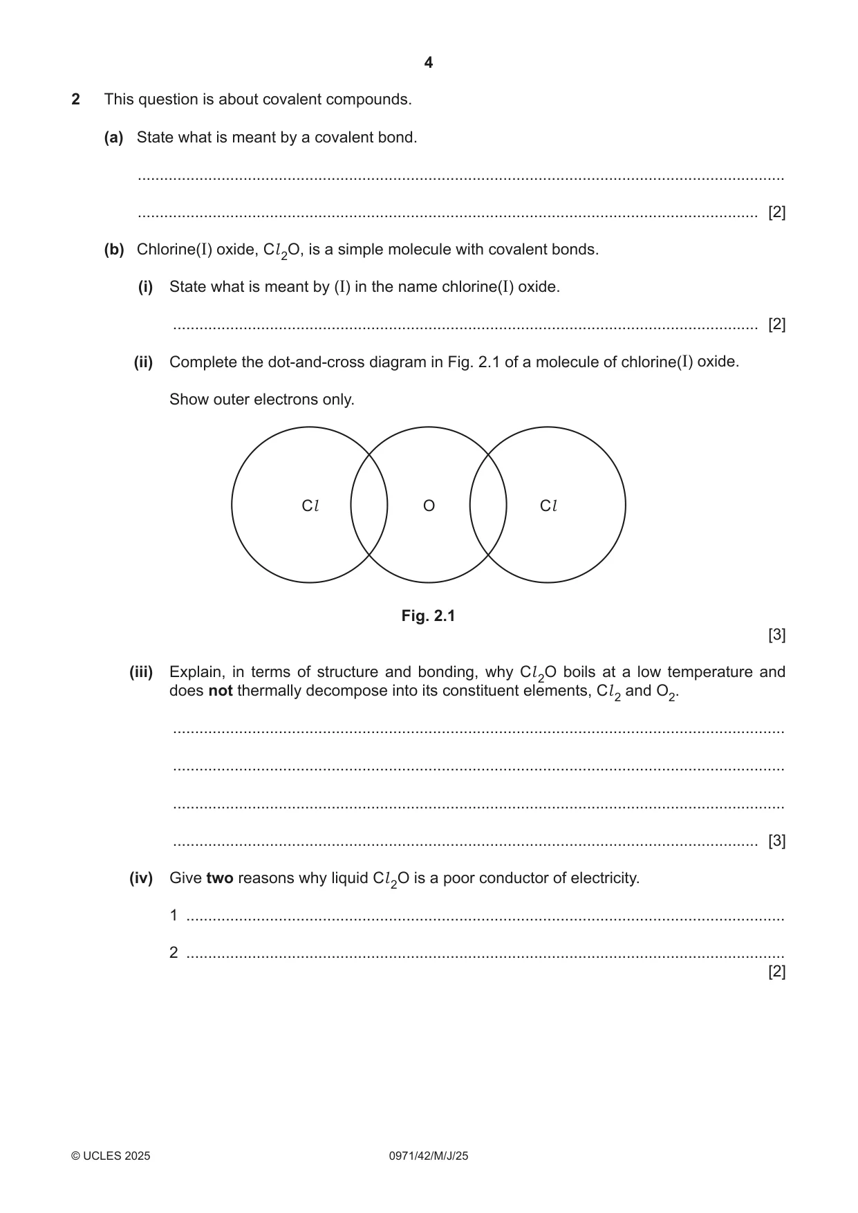 Cambridge IGCSE Chemistry (9-1) 0971 2025 May/June Paper 4 · Variant 2 question paper, page 4 of 16