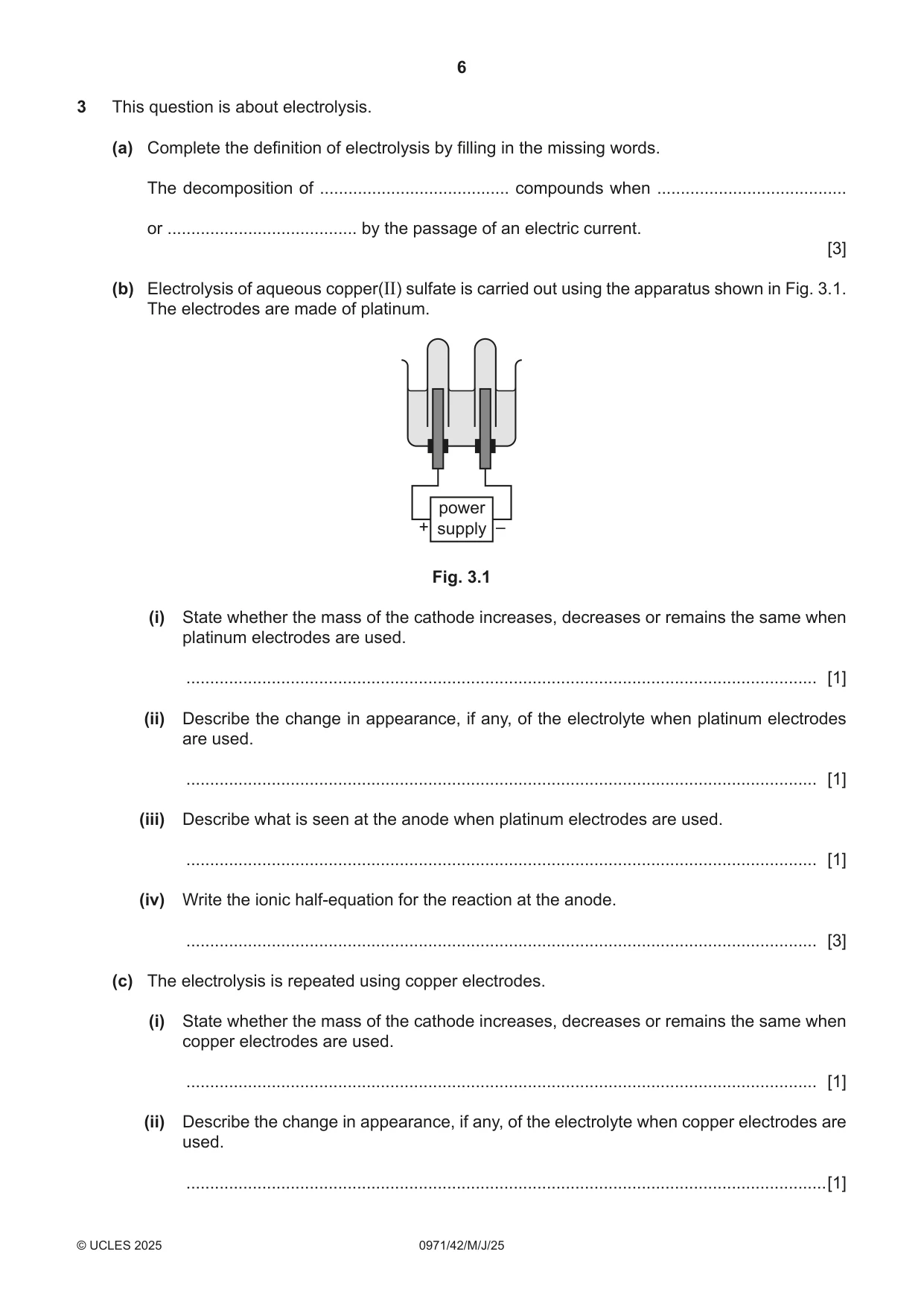 Cambridge IGCSE Chemistry (9-1) 0971 2025 May/June Paper 4 · Variant 2 question paper, page 6 of 16