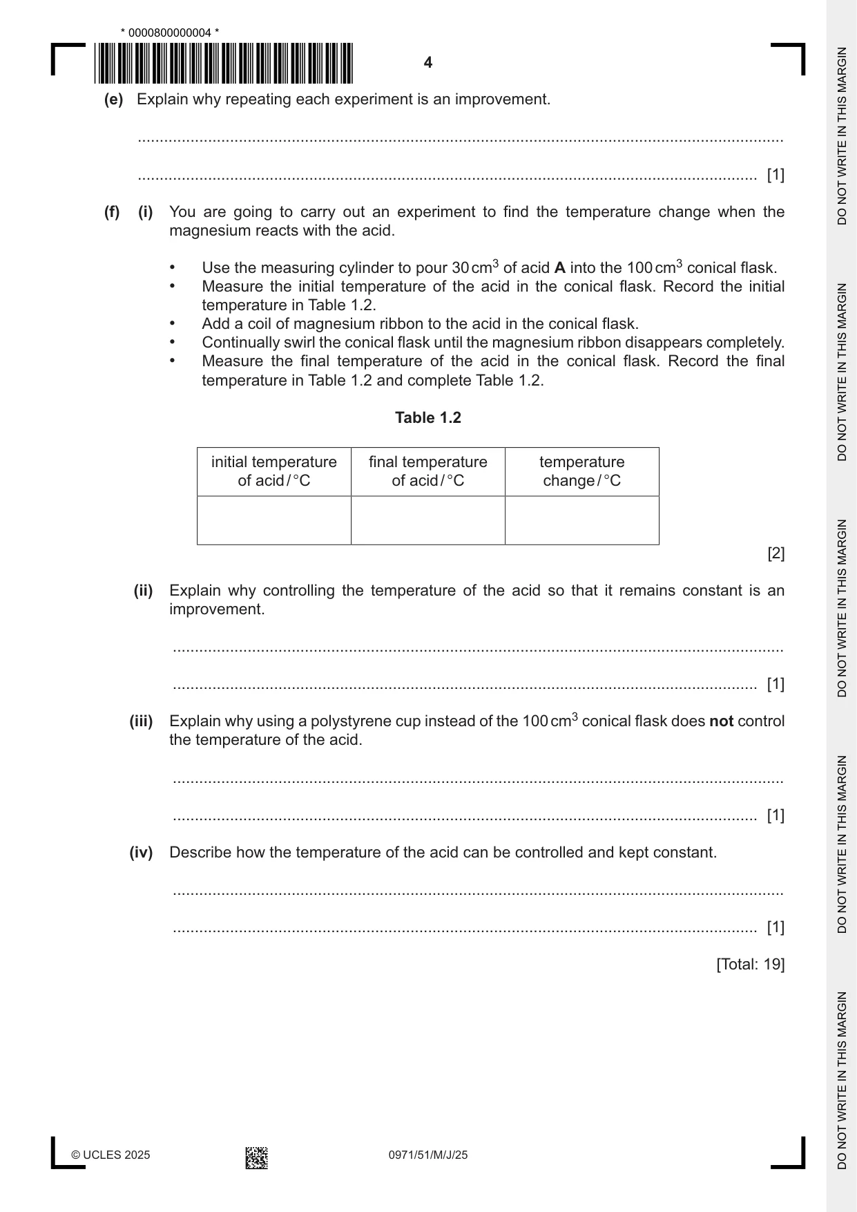 Cambridge IGCSE Chemistry (9-1) 0971 2025 May/June Paper 5 · Variant 1 question paper, page 4 of 12