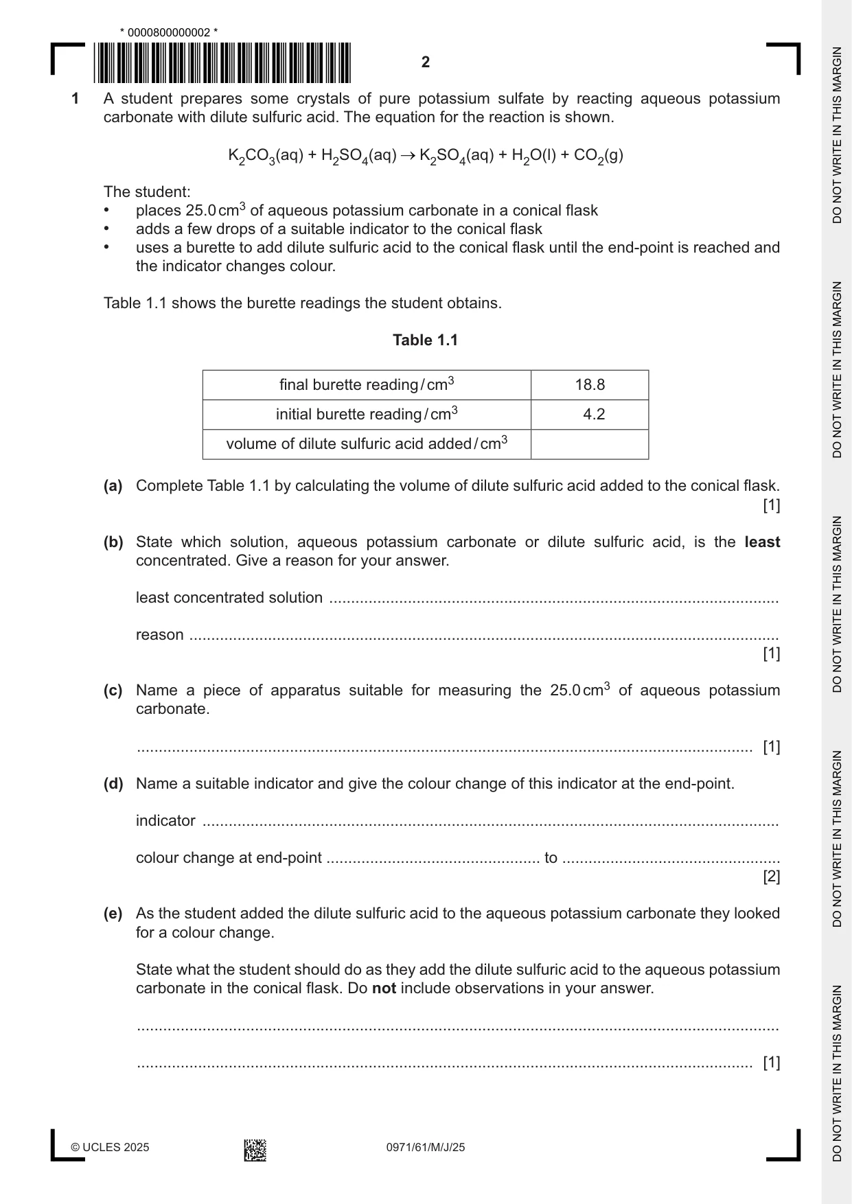 Cambridge IGCSE Chemistry (9-1) 0971 2025 May/June Paper 6 · Variant 1 question paper, page 2 of 16