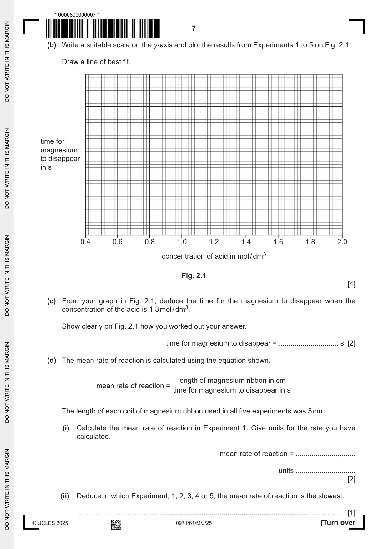 Cambridge IGCSE Chemistry (9-1) 0971 2025 May/June Paper 6 · Variant 1 question paper, page 7 of 16