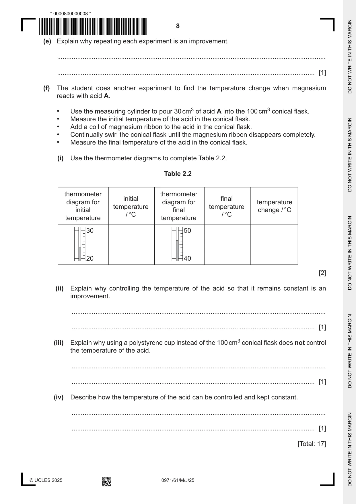 Cambridge IGCSE Chemistry (9-1) 0971 2025 May/June Paper 6 · Variant 1 question paper, page 8 of 16
