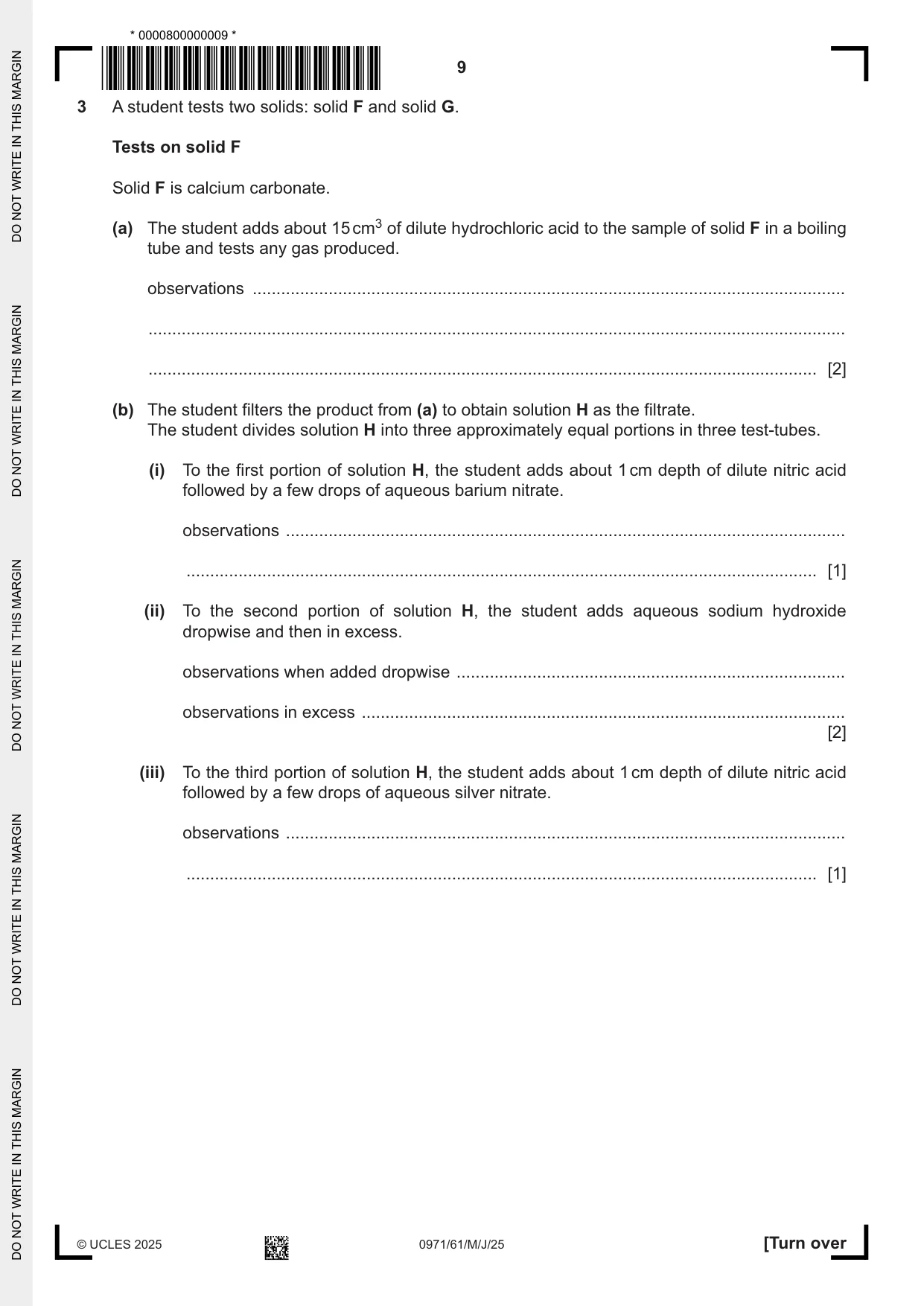 Cambridge IGCSE Chemistry (9-1) 0971 2025 May/June Paper 6 · Variant 1 question paper, page 9 of 16