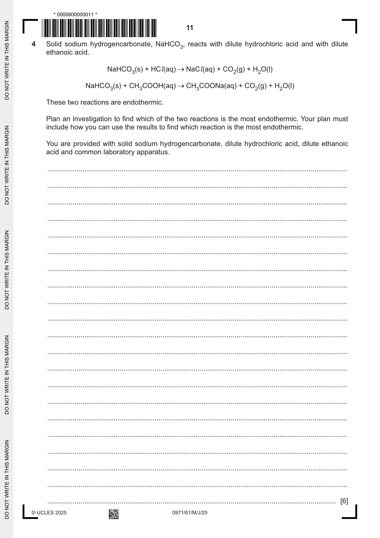 Cambridge IGCSE Chemistry (9-1) 0971 2025 May/June Paper 6 · Variant 1 question paper, page 11 of 16