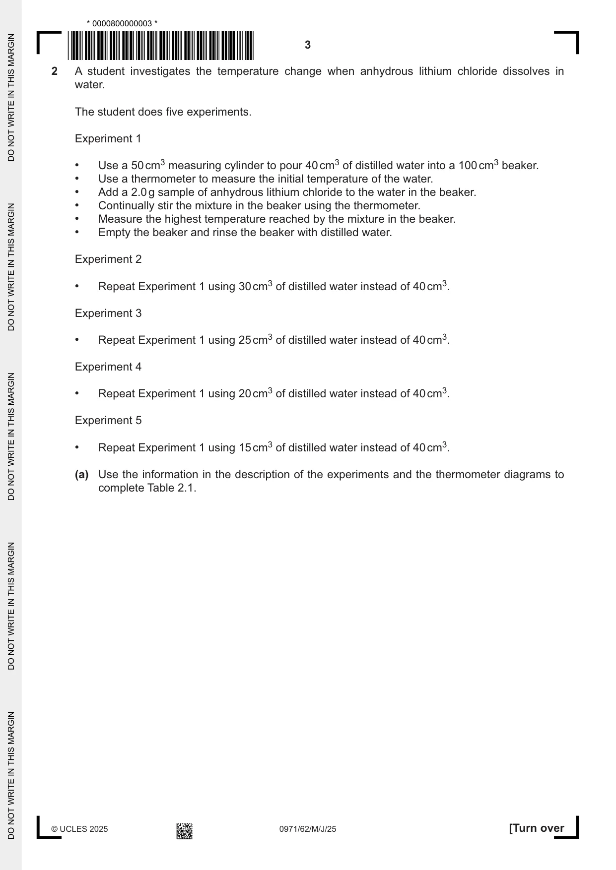 Cambridge IGCSE Chemistry (9-1) 0971 2025 May/June Paper 6 · Variant 2 question paper, page 3 of 12