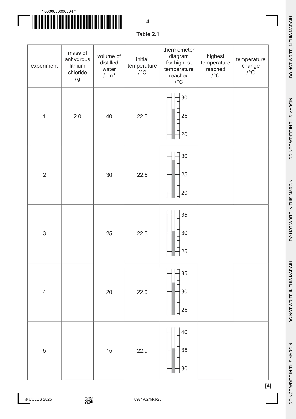 Cambridge IGCSE Chemistry (9-1) 0971 2025 May/June Paper 6 · Variant 2 question paper, page 4 of 12
