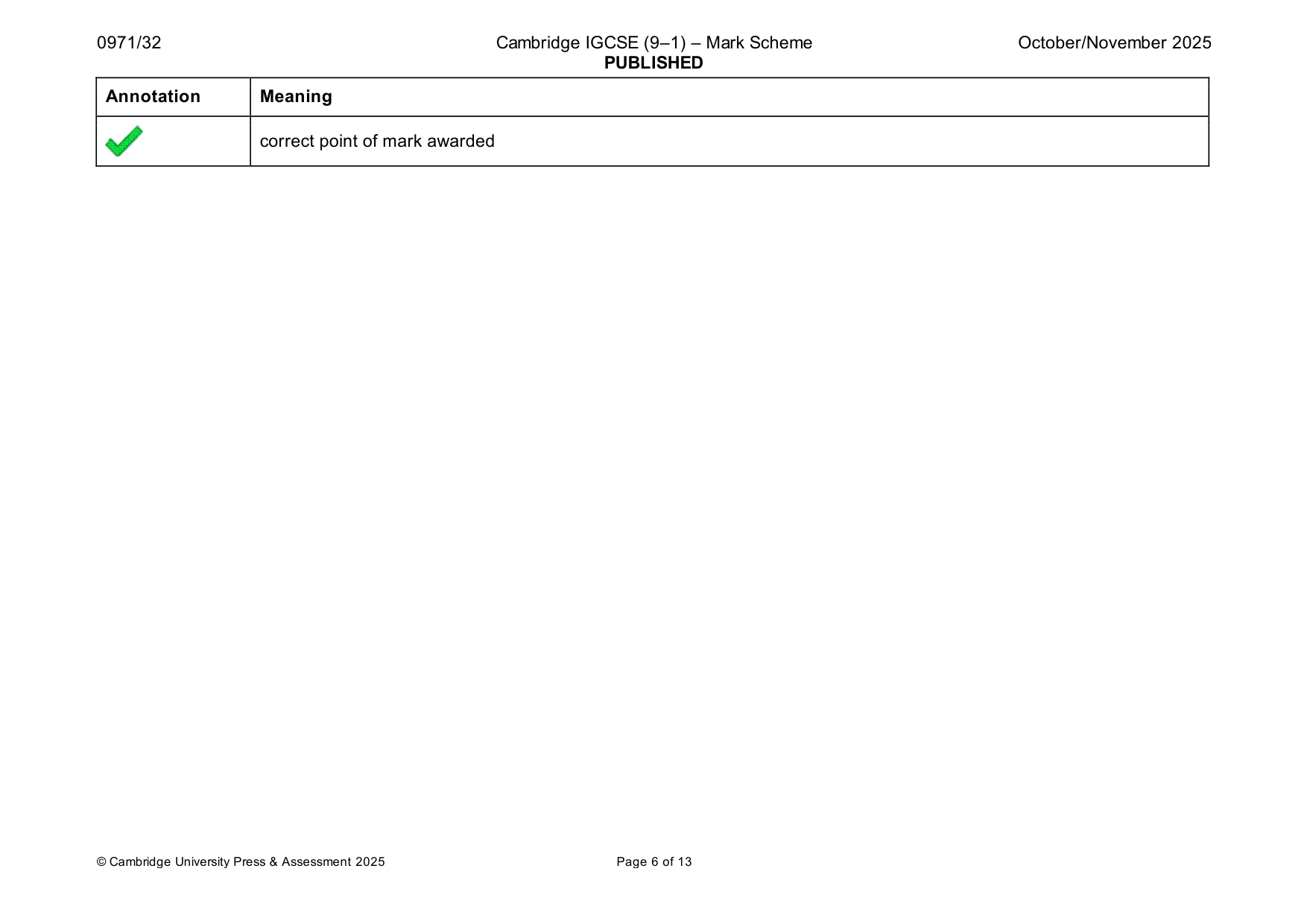 Mark scheme, page 6 of 13