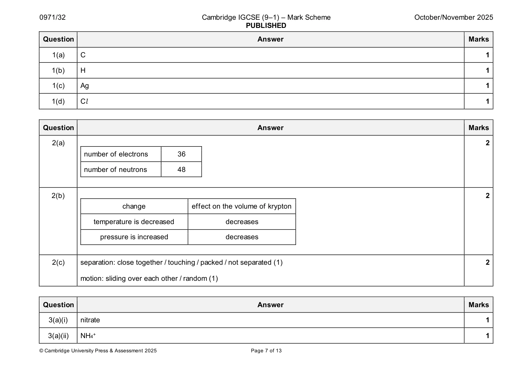 Mark scheme, page 7 of 13