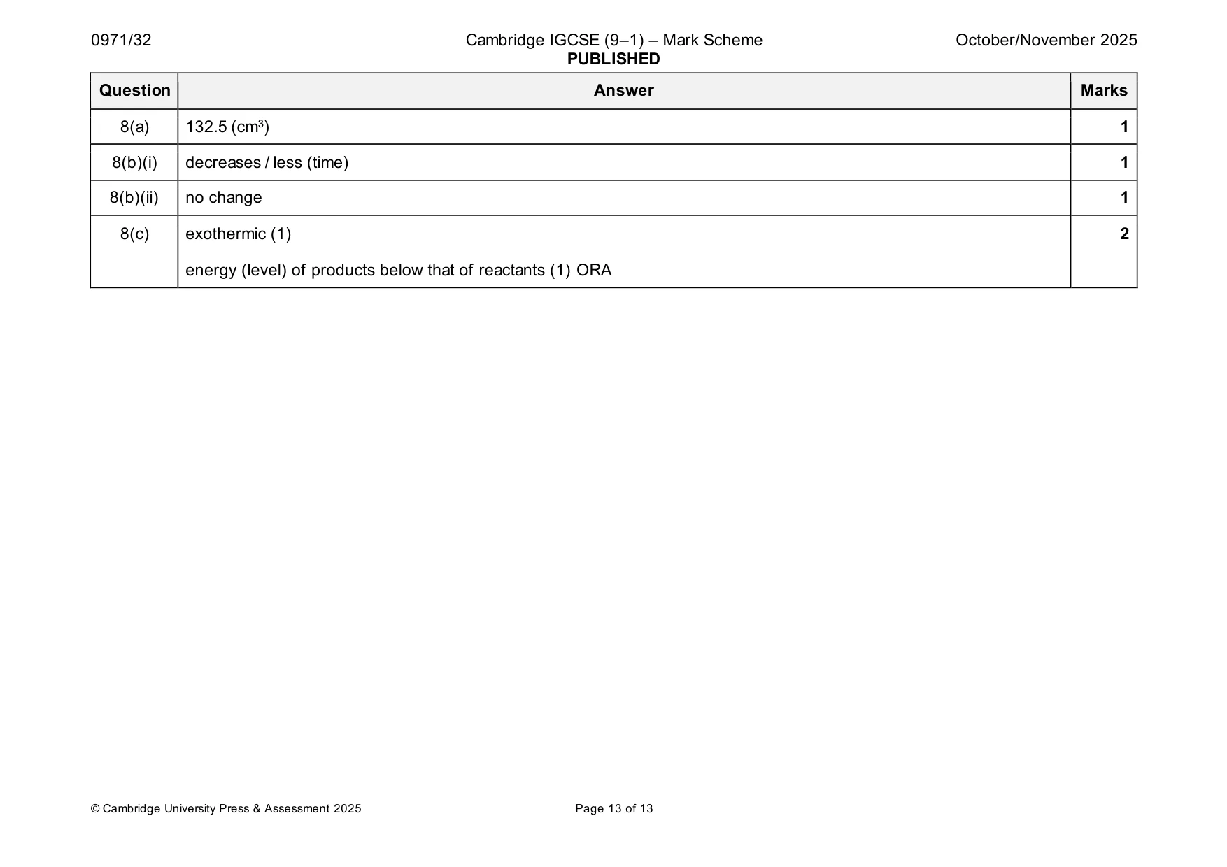 Mark scheme, page 13 of 13