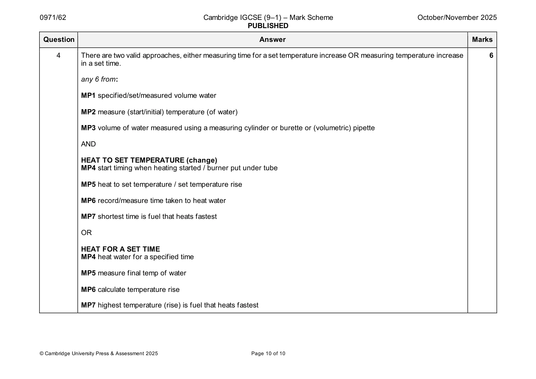 Mark scheme, page 10 of 10