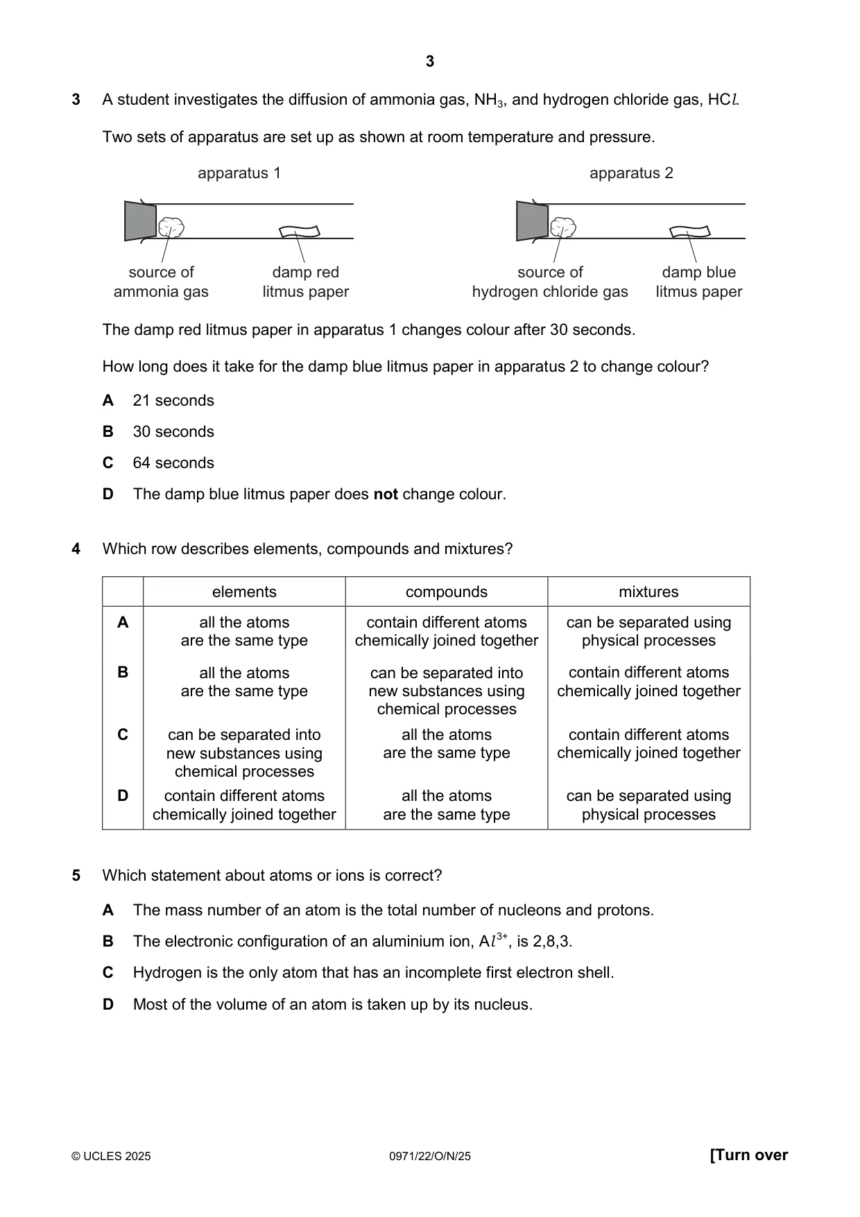 Cambridge IGCSE Chemistry (9-1) 0971 2025 Oct/Nov Paper 2 · Variant 2 question paper, page 3 of 16